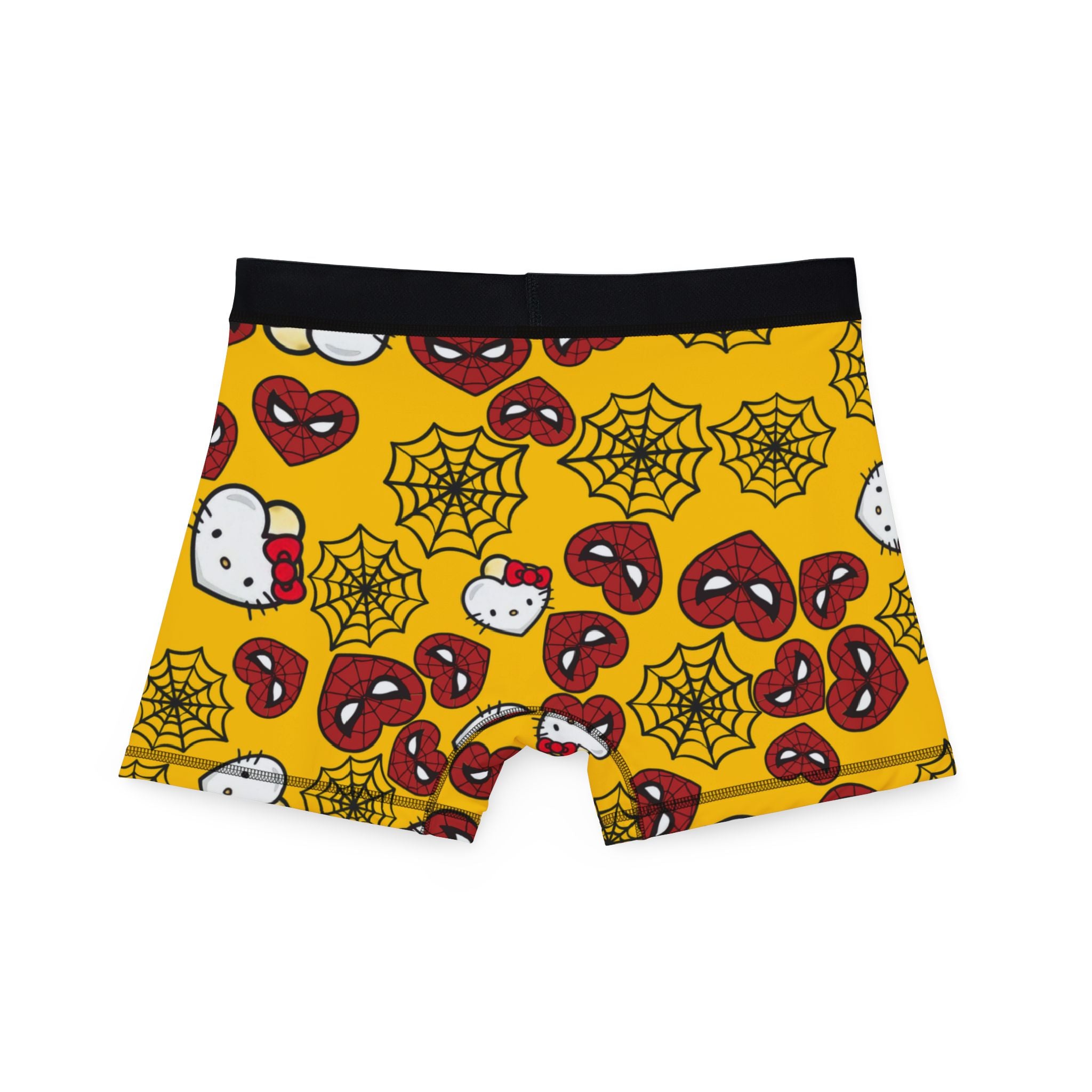 Men's boxers kitty spider web heart yellow