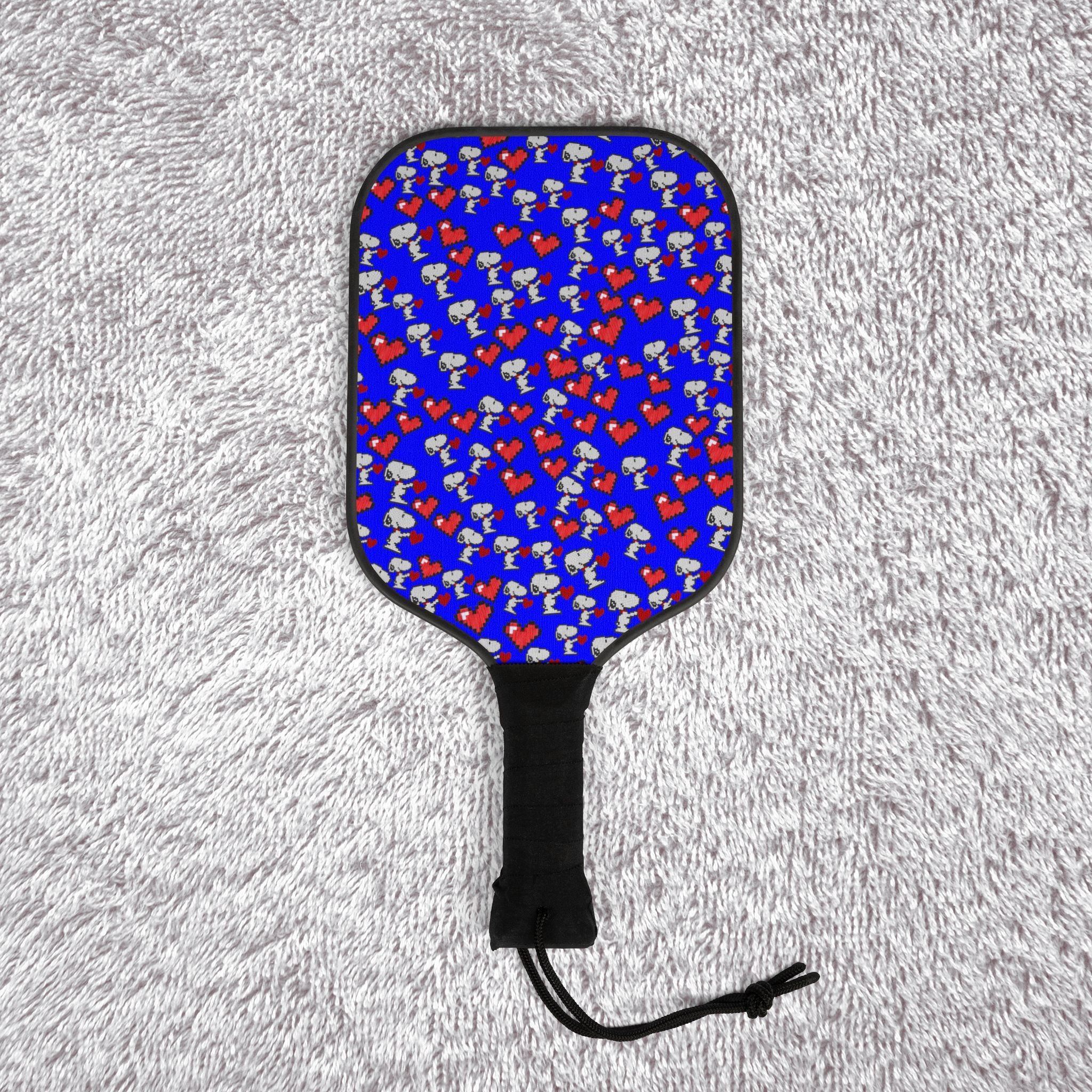 Pickleball kit (2 paddles + 2 balls + transparent bag) snoopy hearts valentine blue