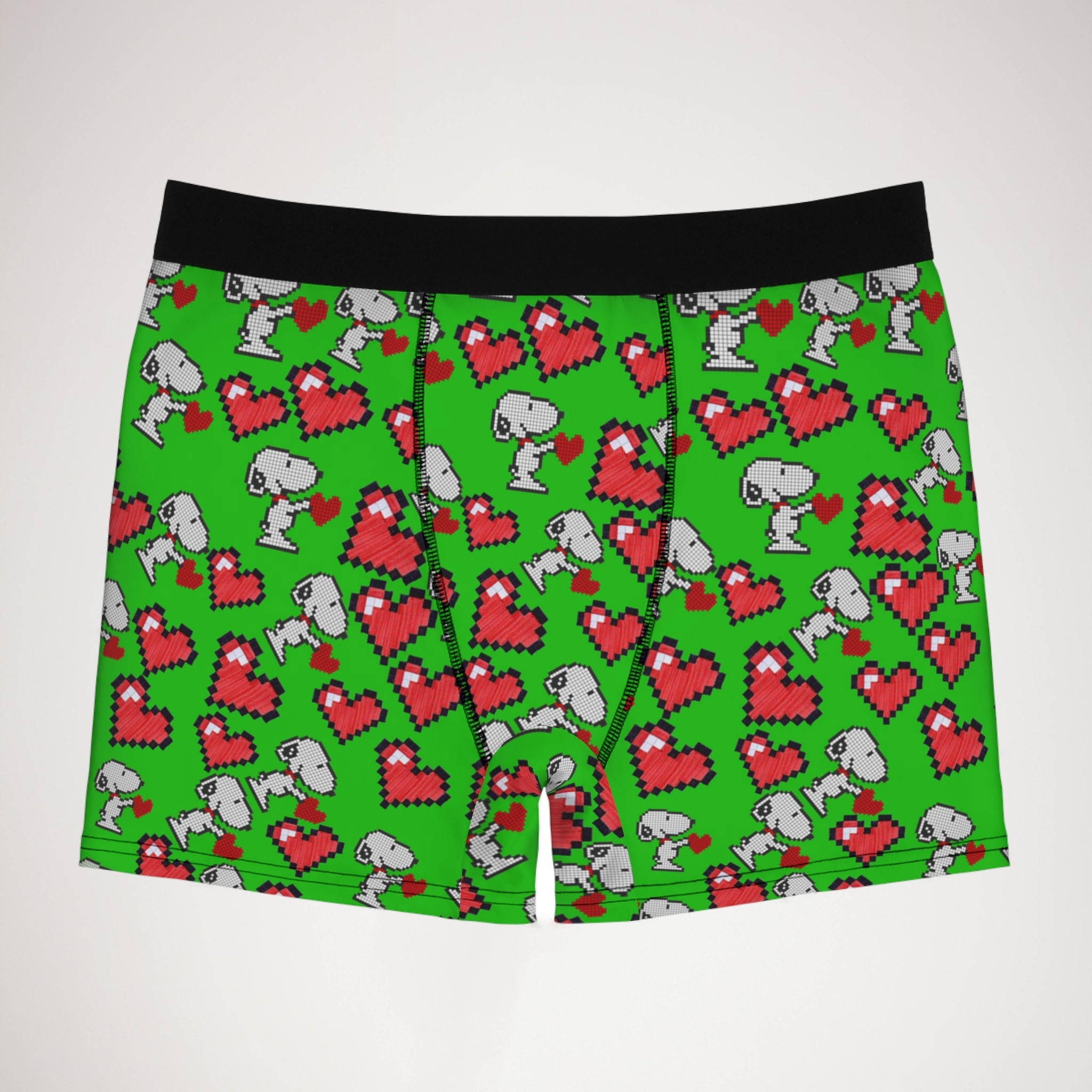 Men's boxer briefs snoopy hearts valentine green