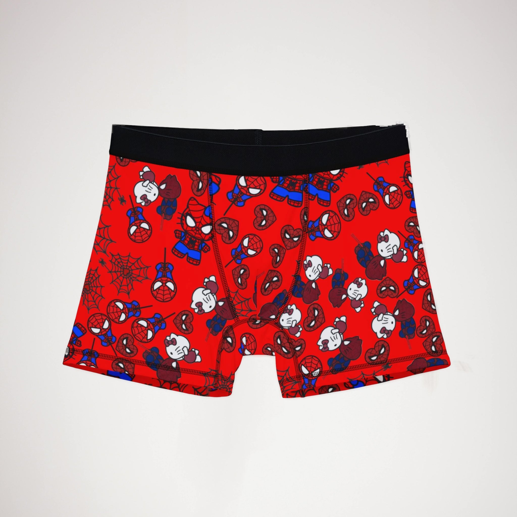 Men's boxers spider kitty heart kiss red