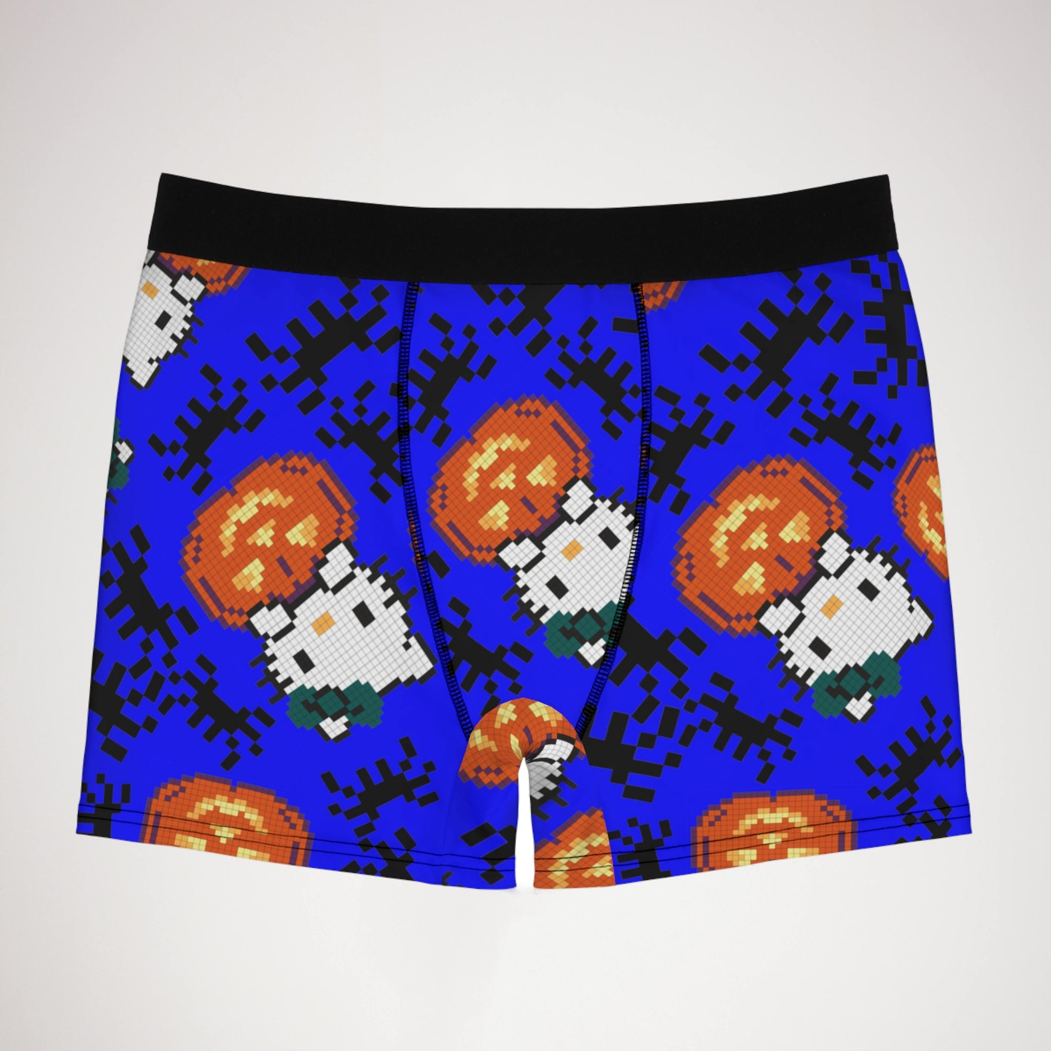 Men's boxer briefs kitty pumpkin Halloween pixel spider blue