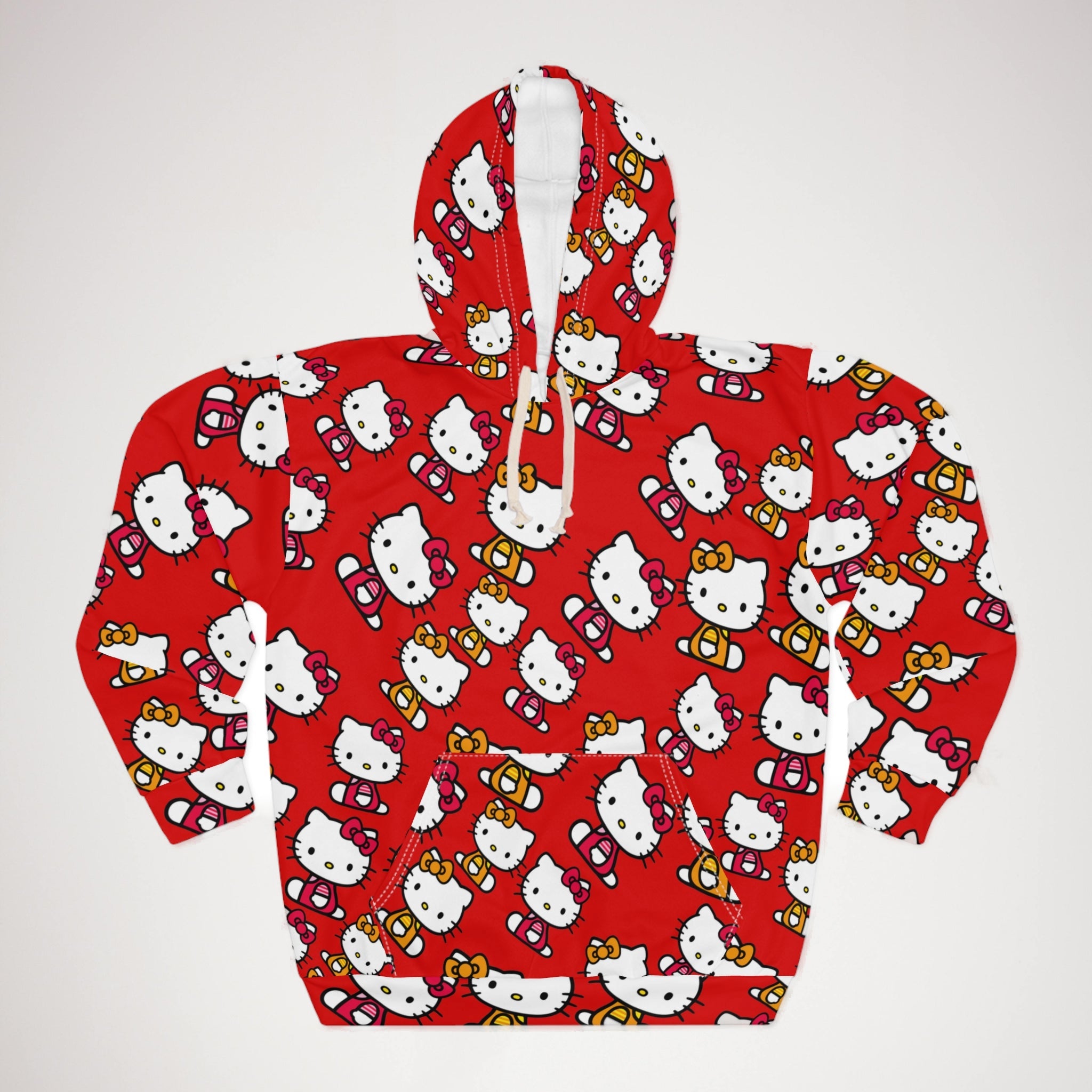 Unisex pullover hoodie kitty two colors red