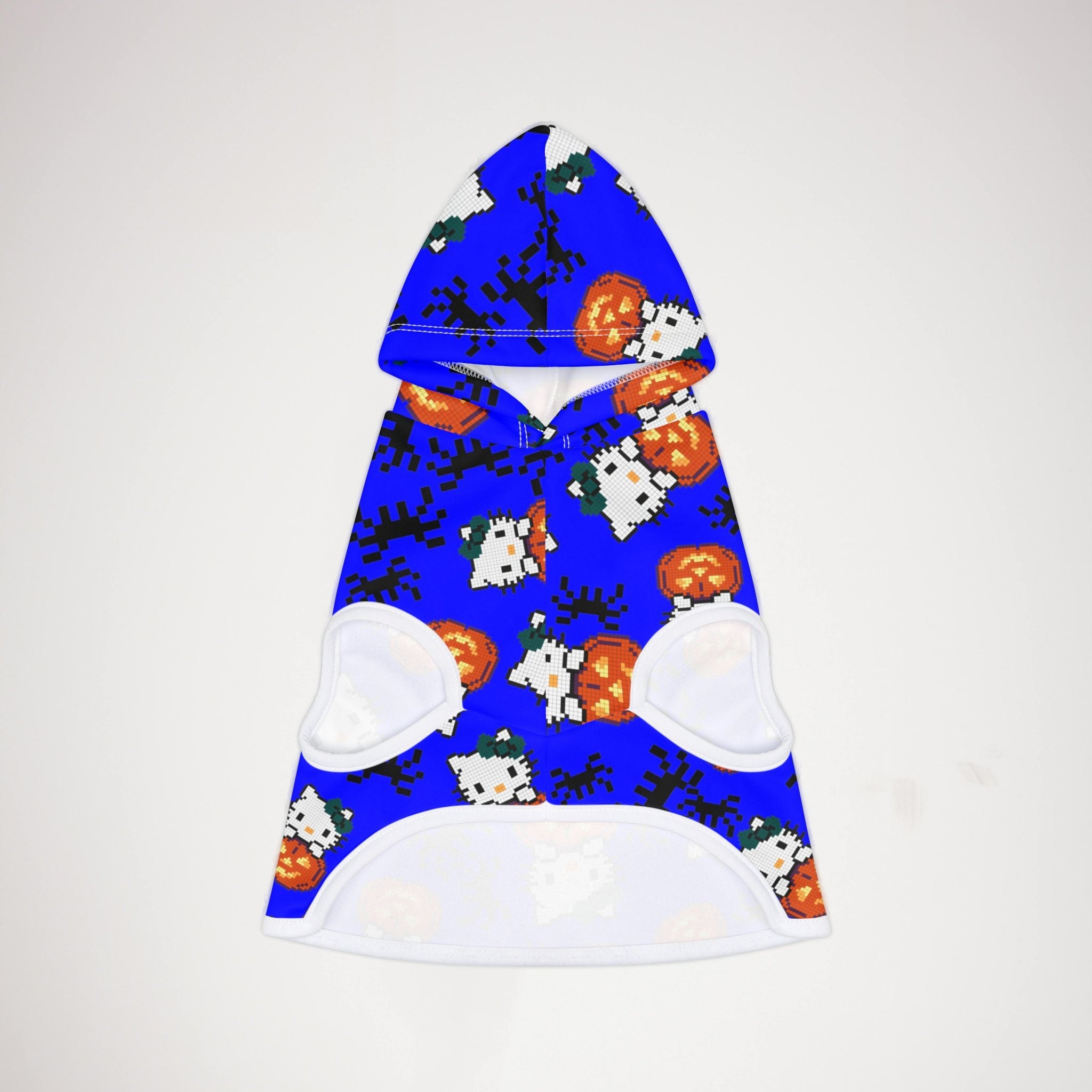 Pet hoodie kitty pumpkin Halloween pixel spider blue