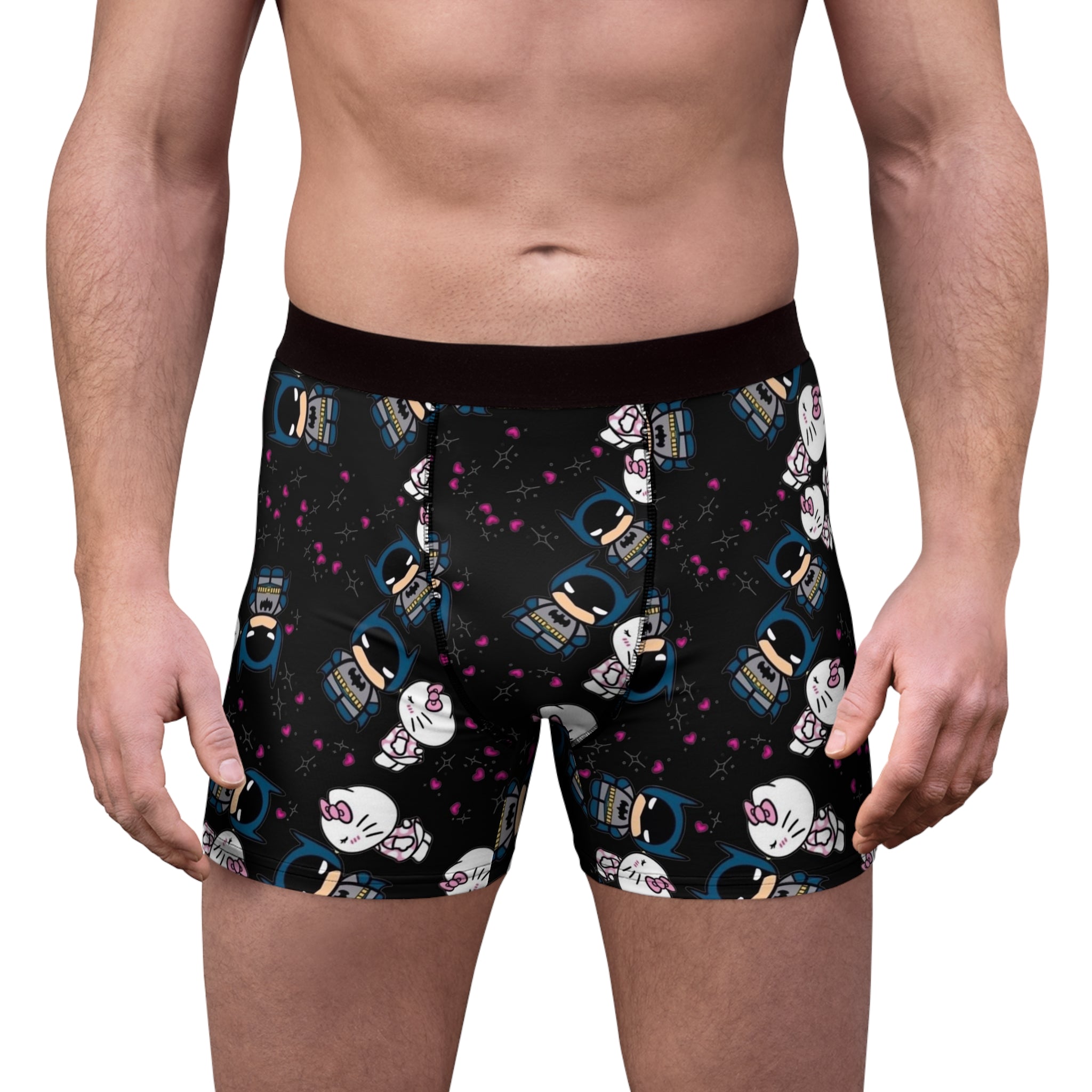 Men's boxer briefs kitty batman valentine kiss black