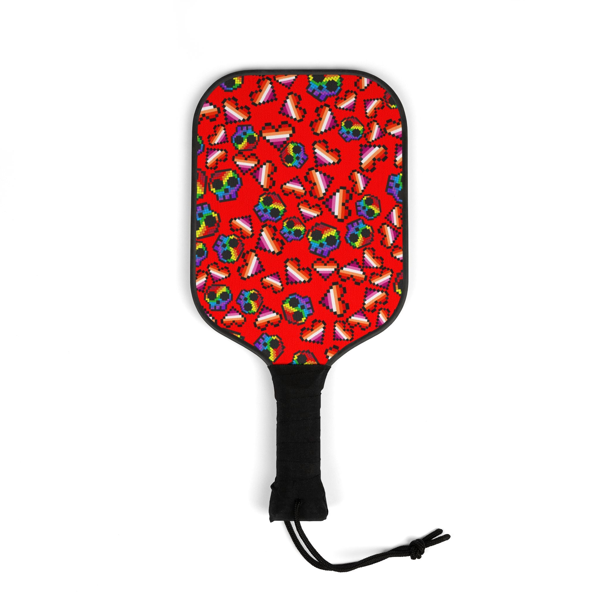 Pickleball kit (2 paddles + 2 balls + transparent bag) lgbt pride skull heart Halloween red