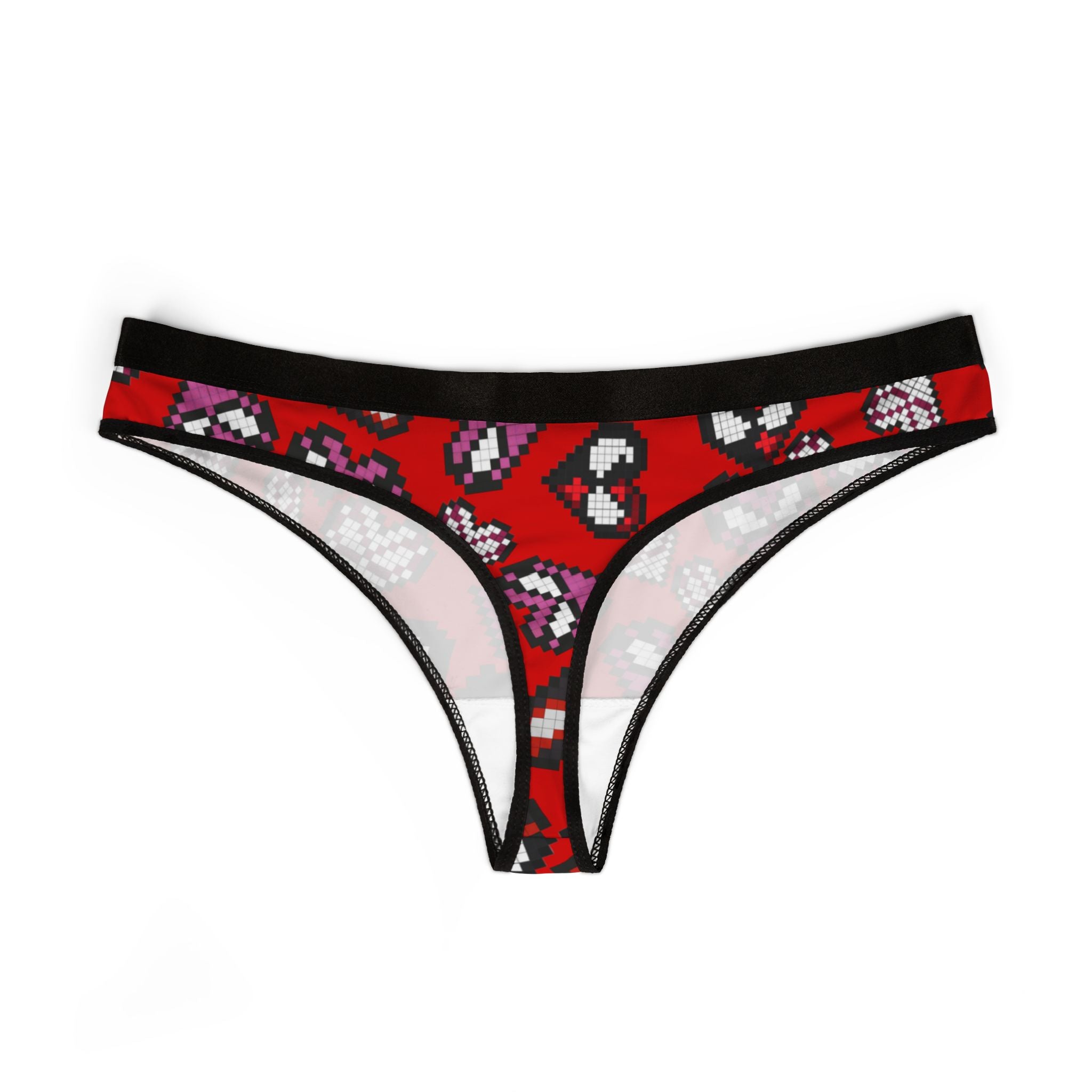 Women's thongs spider hearts pixel red