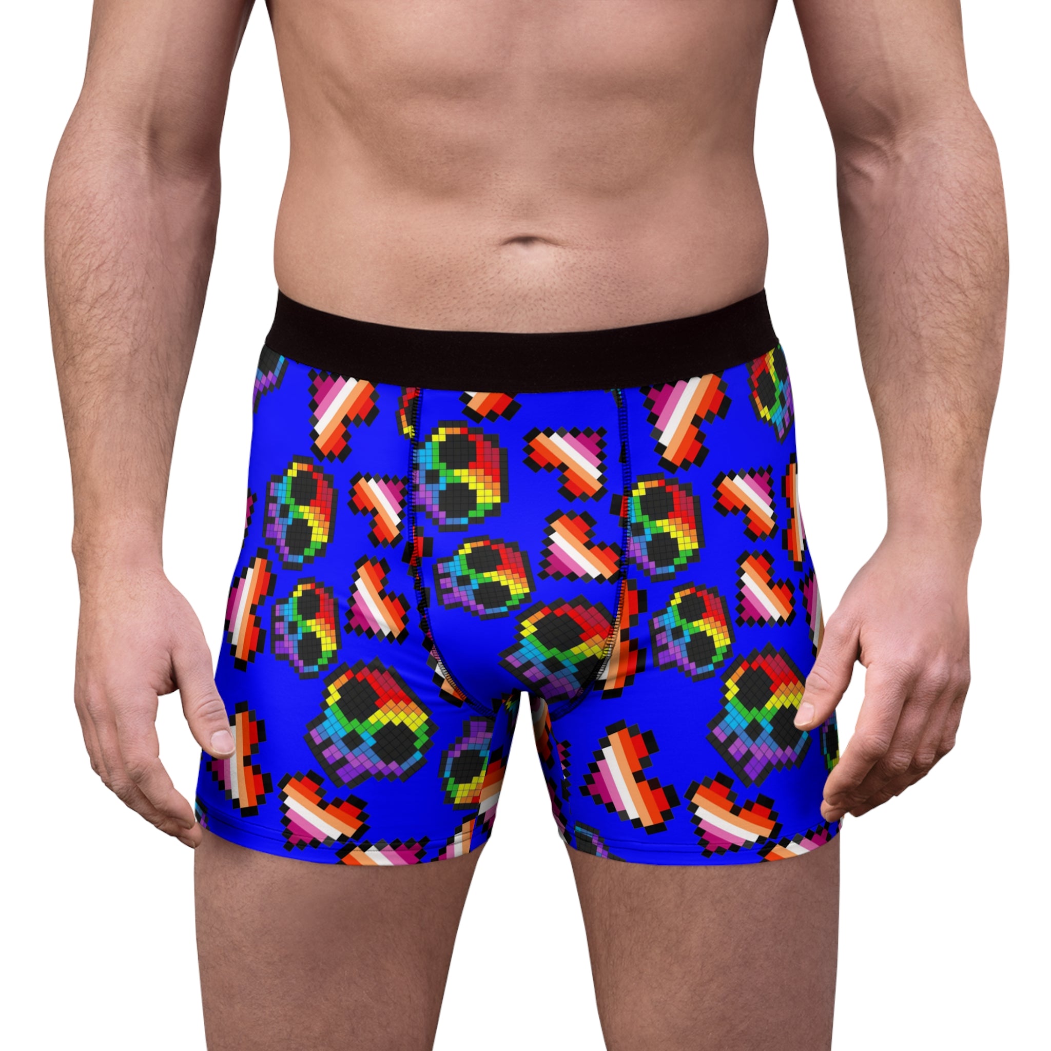 Men's boxer briefs lgbt pride skull heart Halloween blue