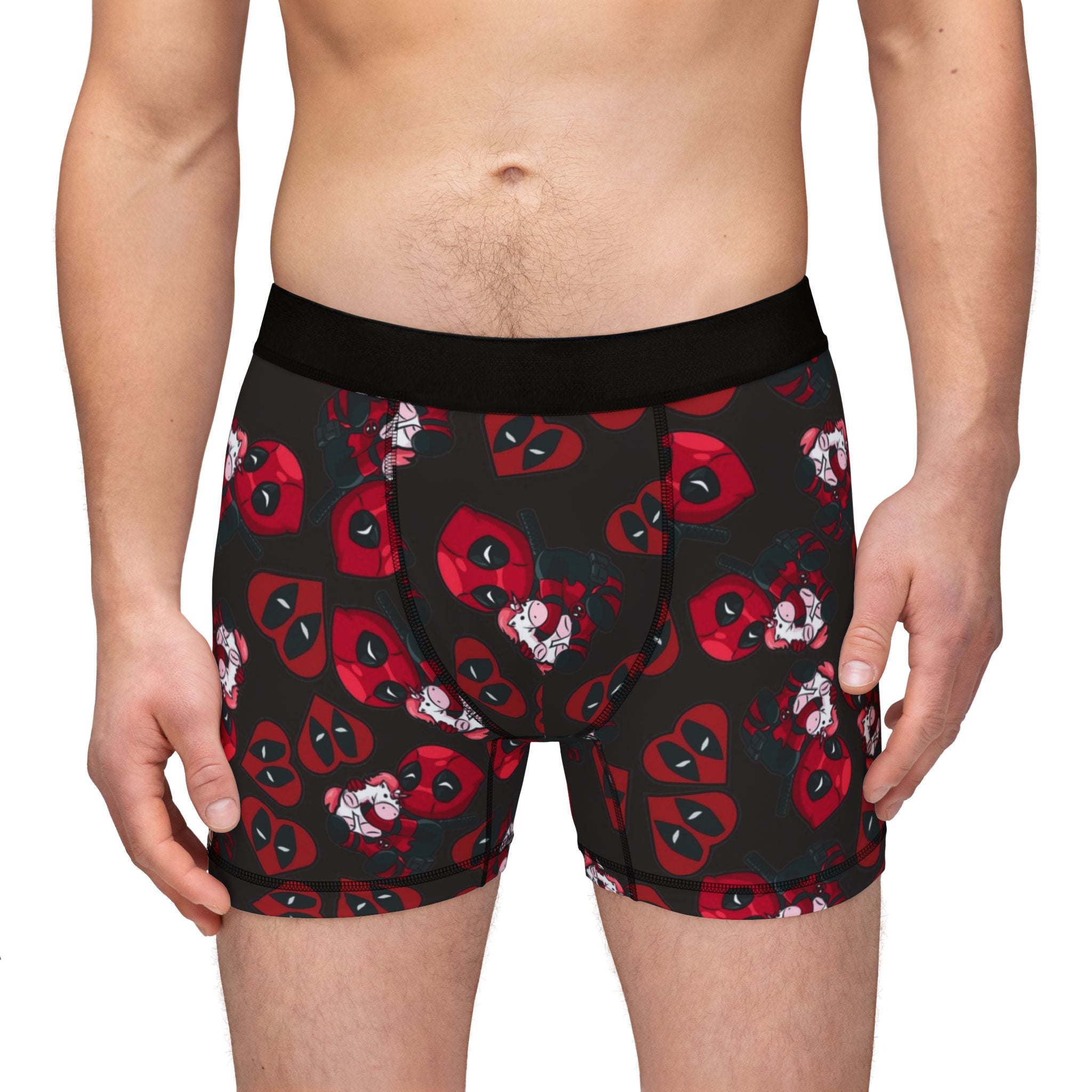 Men's boxers deadpool unicorn hearts valentine love black