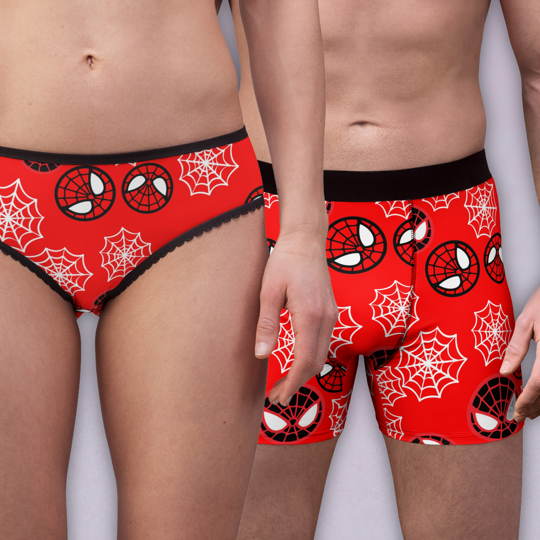 Couples matching spider circle web underwear set boxer & briefs