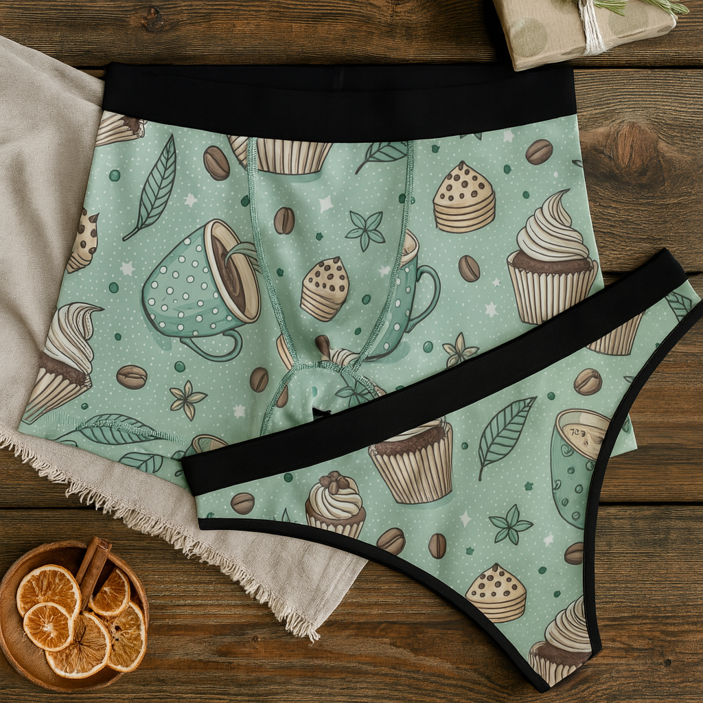 Matching underwear Coffee One for couples boxer & thong set