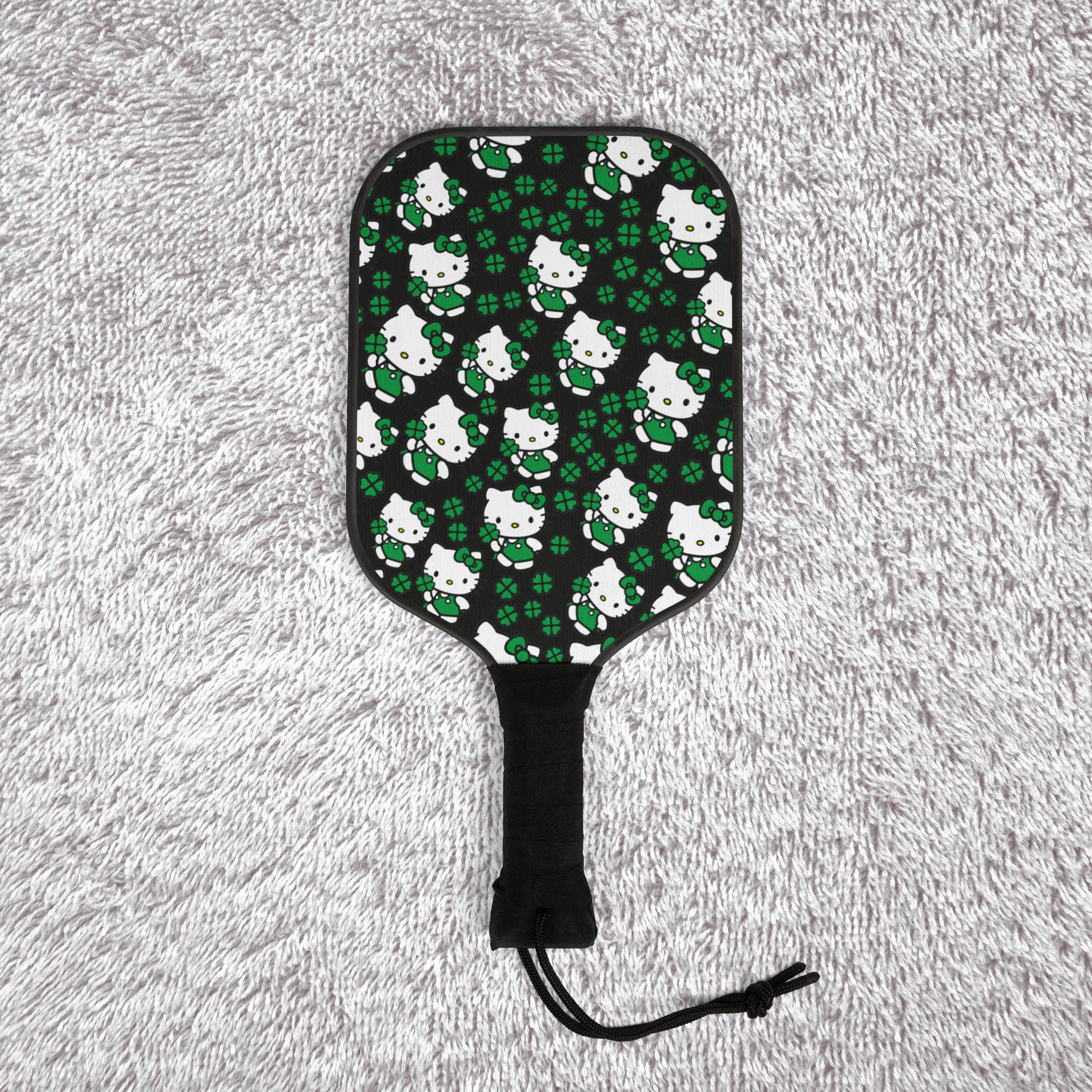 Pickleball kit (2 paddles + 2 balls + transparent bag) kitty saint patrick lucky black