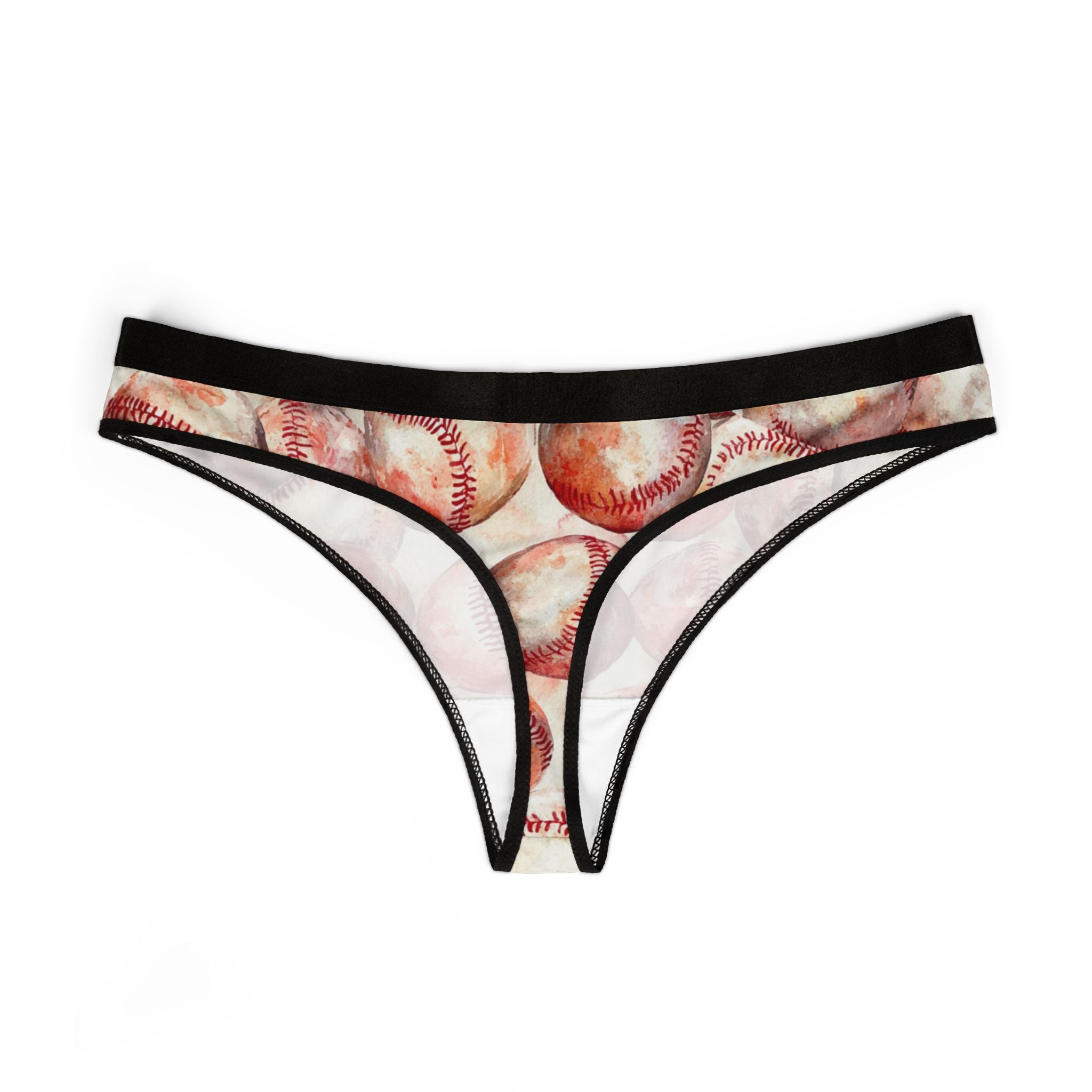 Women's thongs watercolor baseball one
