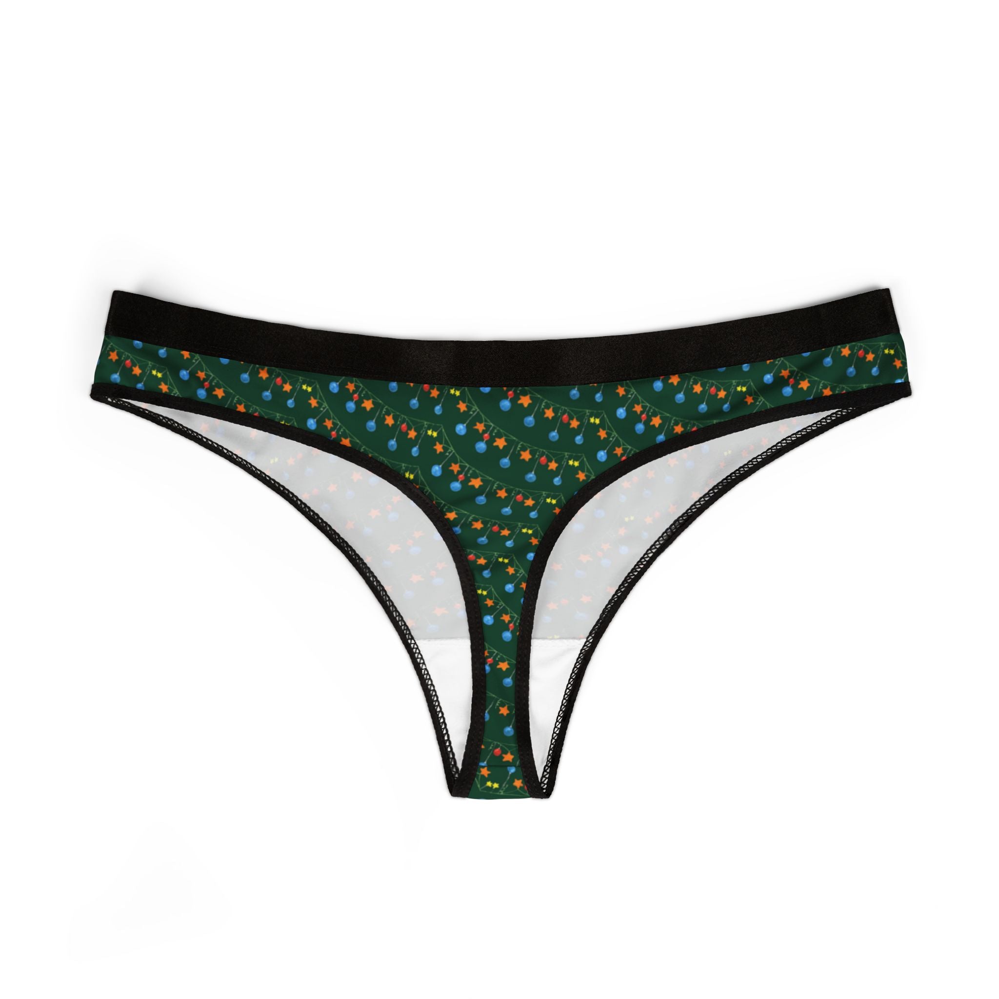 Women's thongs green christmas santa