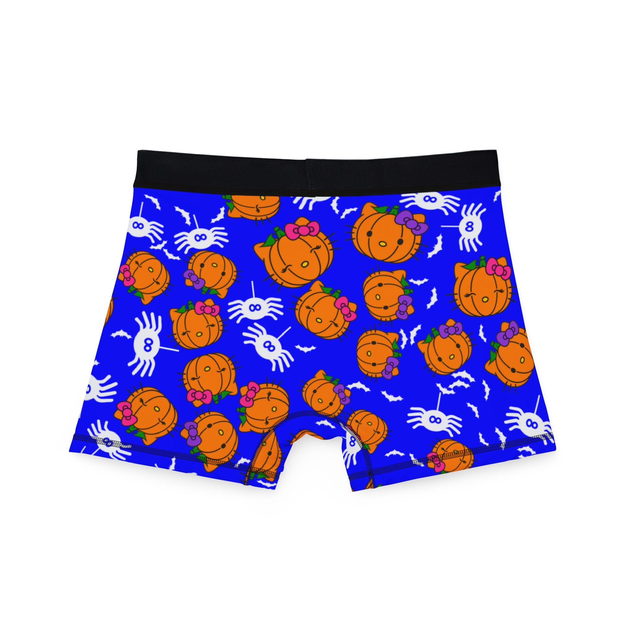 Men's boxers double pumpkin kitty Halloween blue