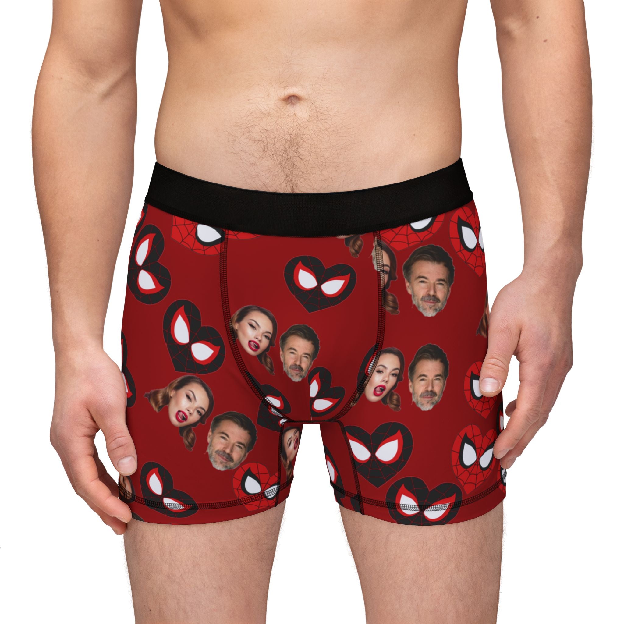 Men's boxers spider hearts his her faces red