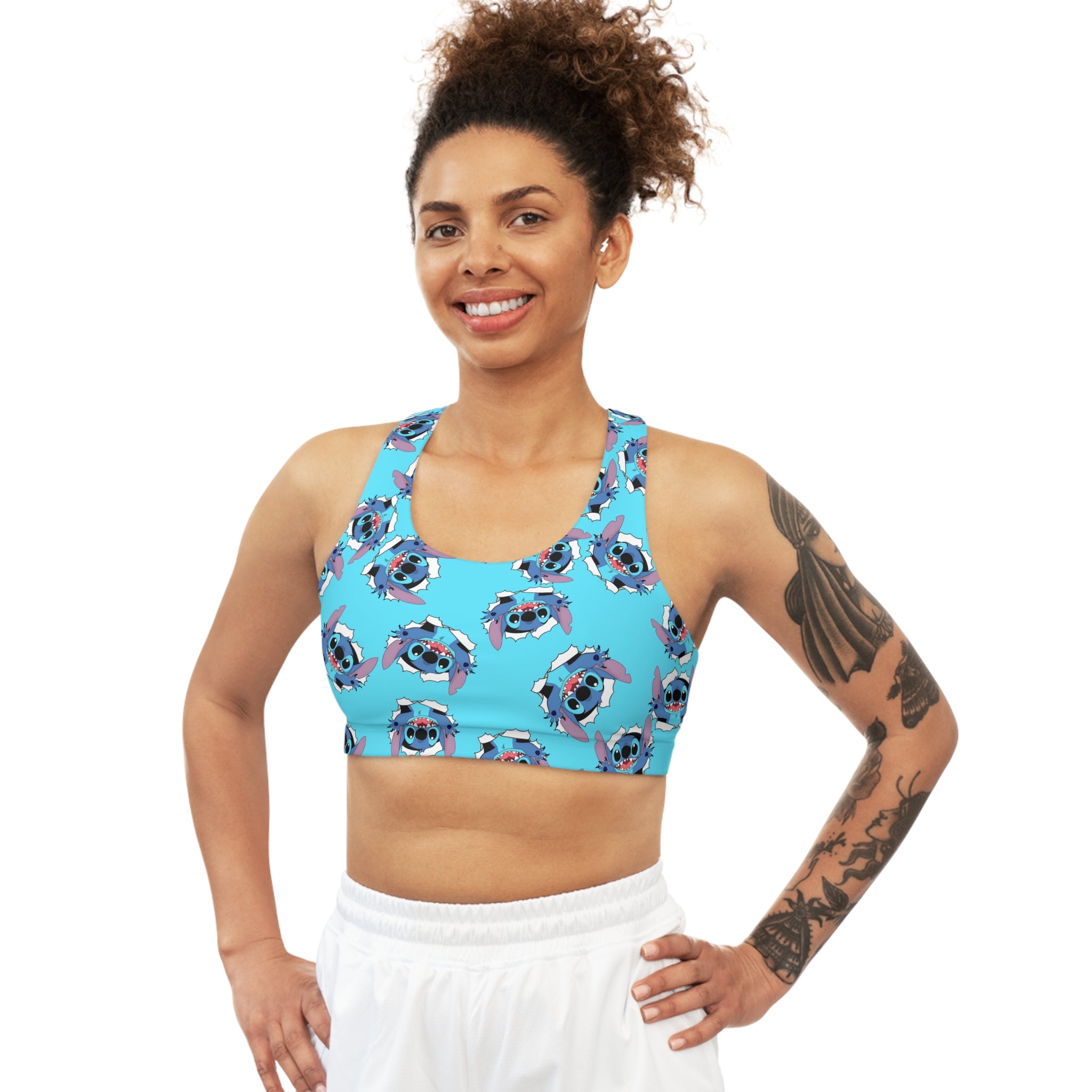 Sports bra stitch cyan