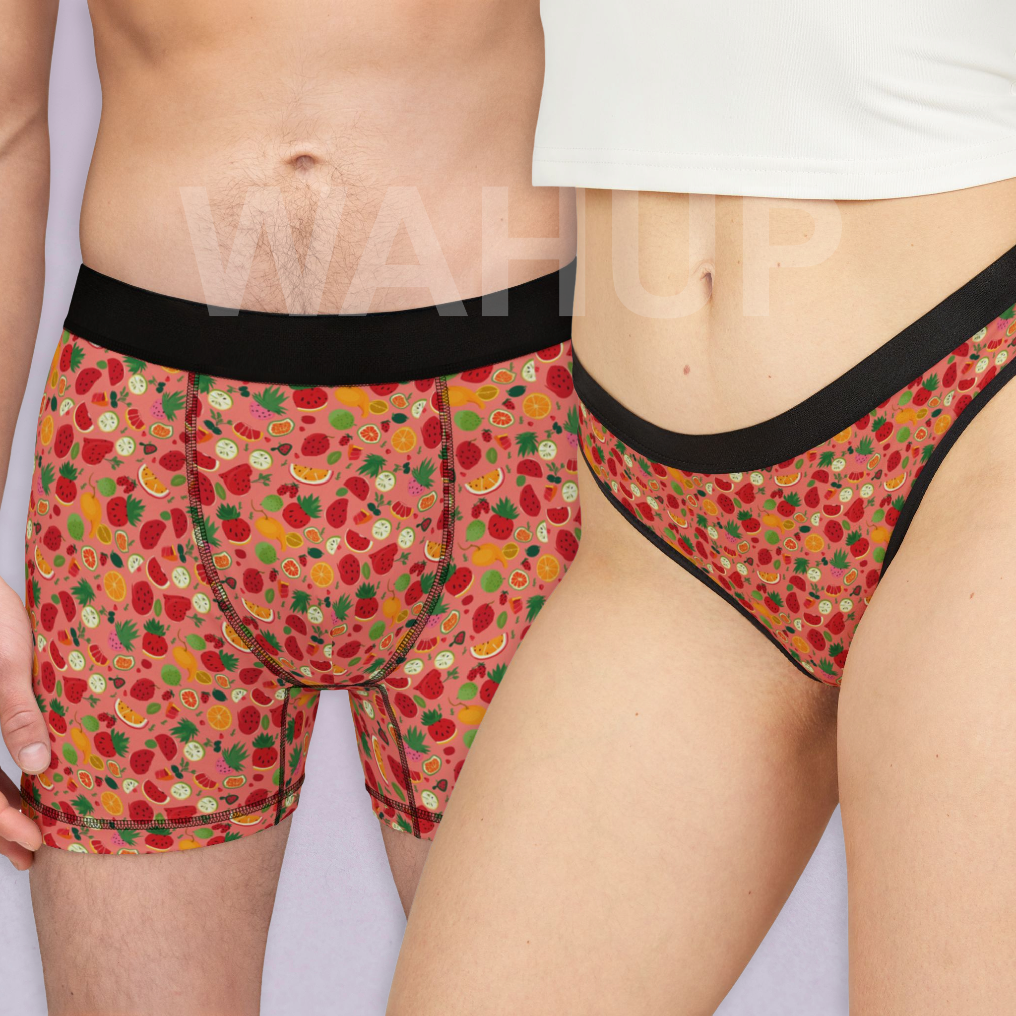 Matching underwear Mix Fruit Minimal for couples boxer & thong set