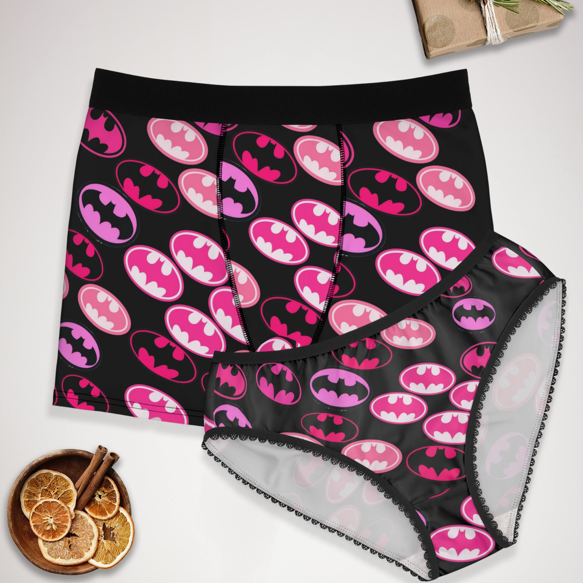 Couples matching batman rose valentine love underwear set boxer & briefs