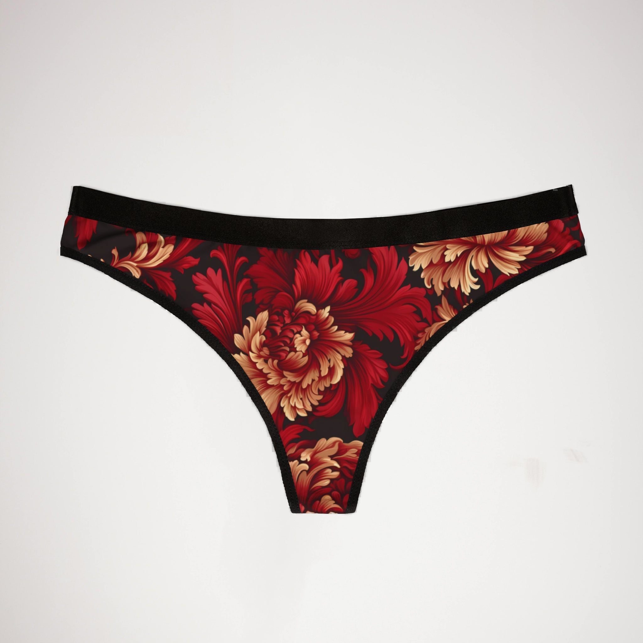Women's thongs red damask