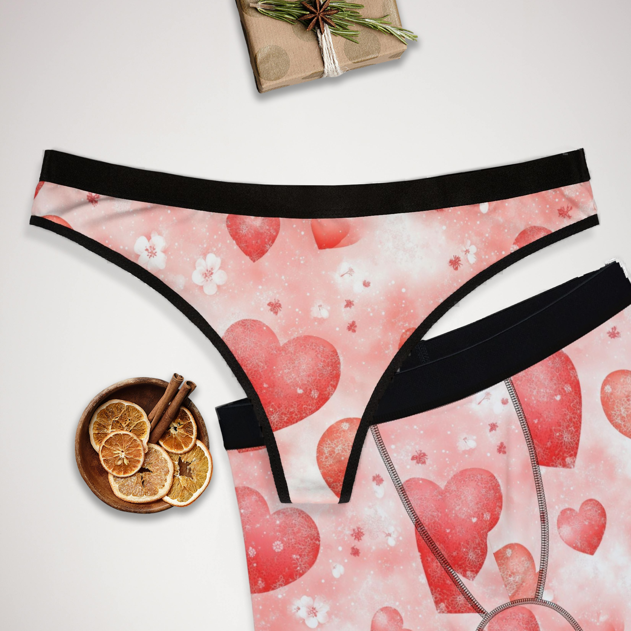 Matching underwear Valentine Red Heart for couples boxer & thong set