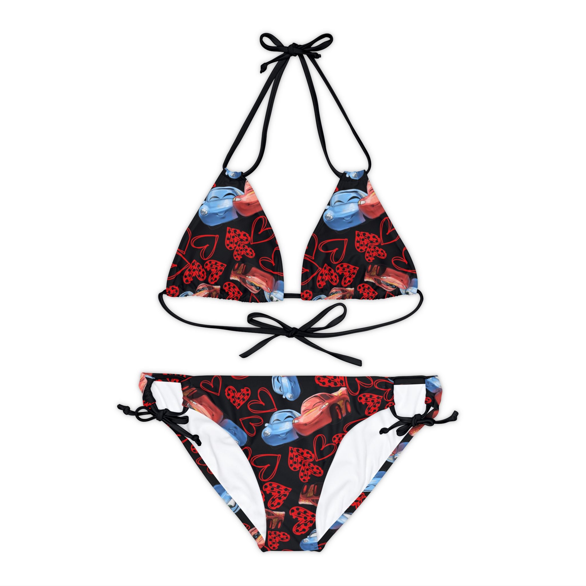 Strappy bikini set mcqueen couples hearts black