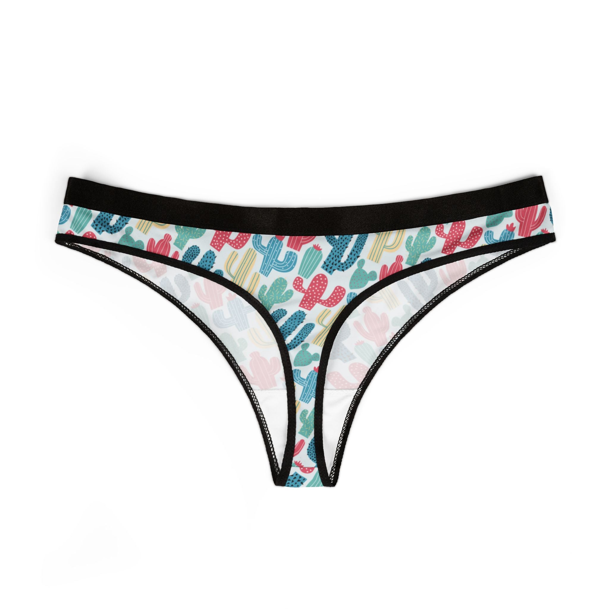 Women's thongs cactus colorful doodle