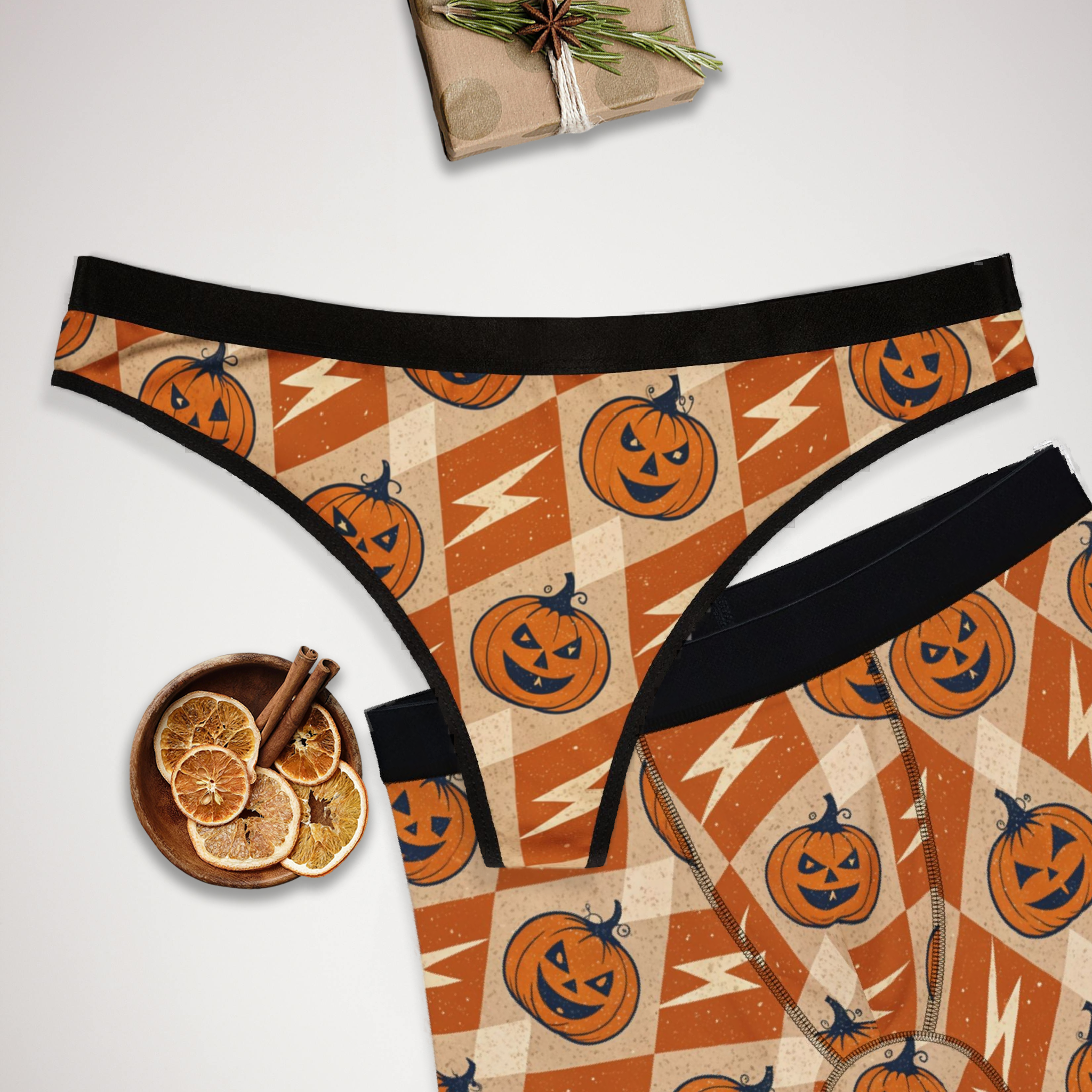 Matching underwear Retro Halloween for couples boxer & thong set