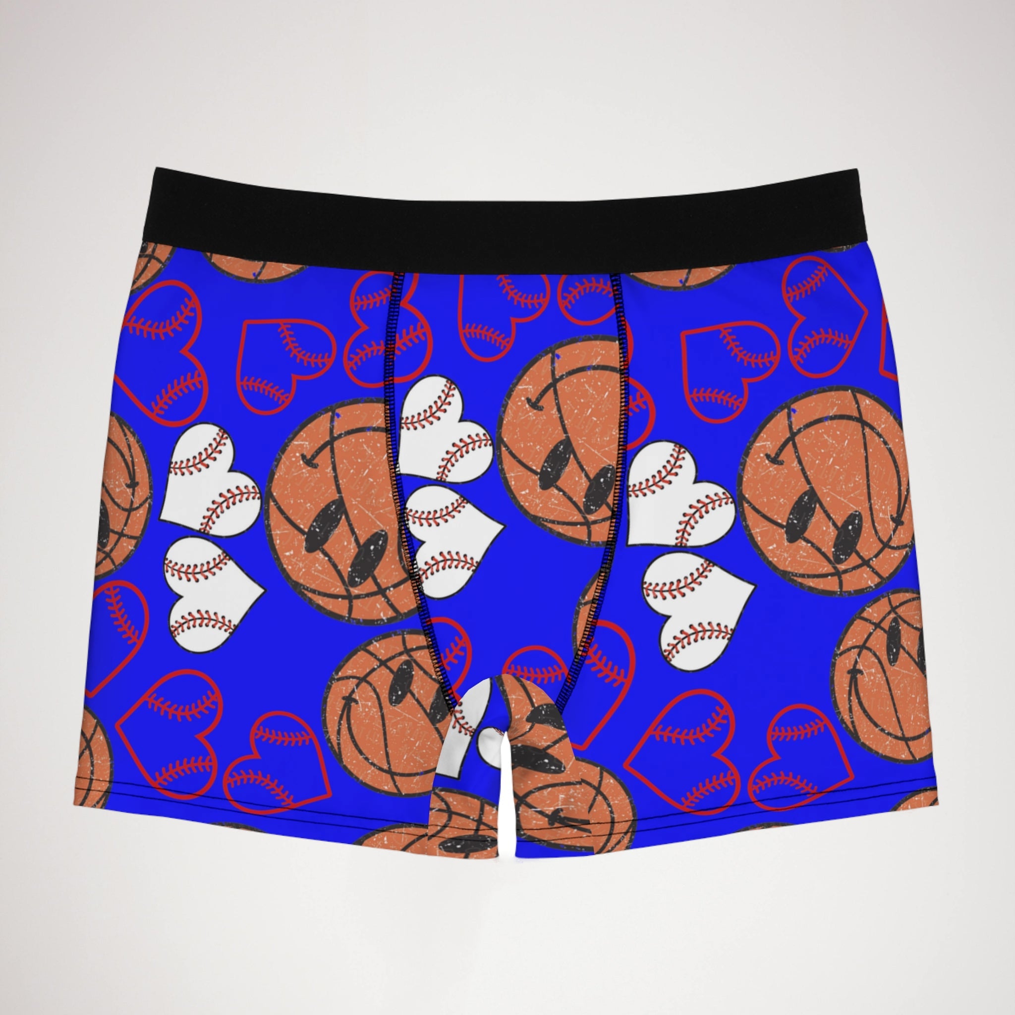 Men's boxer briefs BasketBall hearts valentine blue