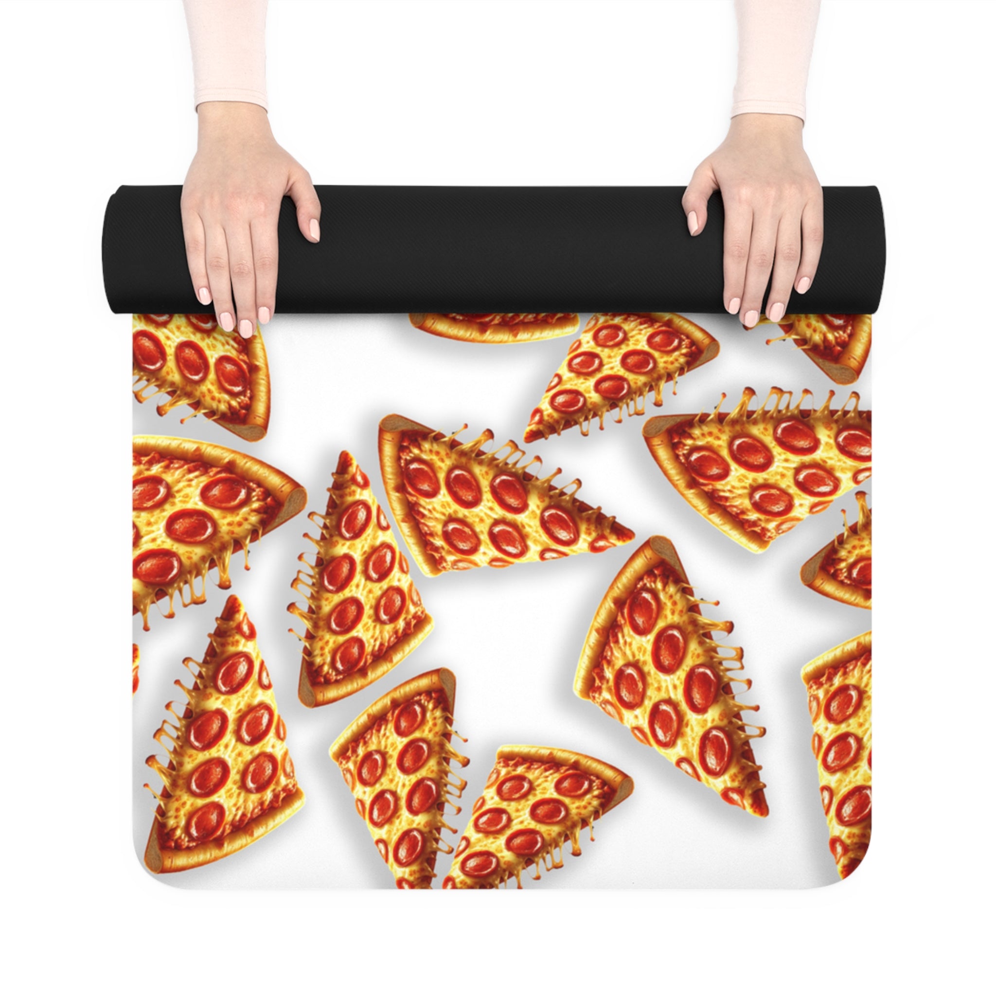 Rubber yoga mat pizza white