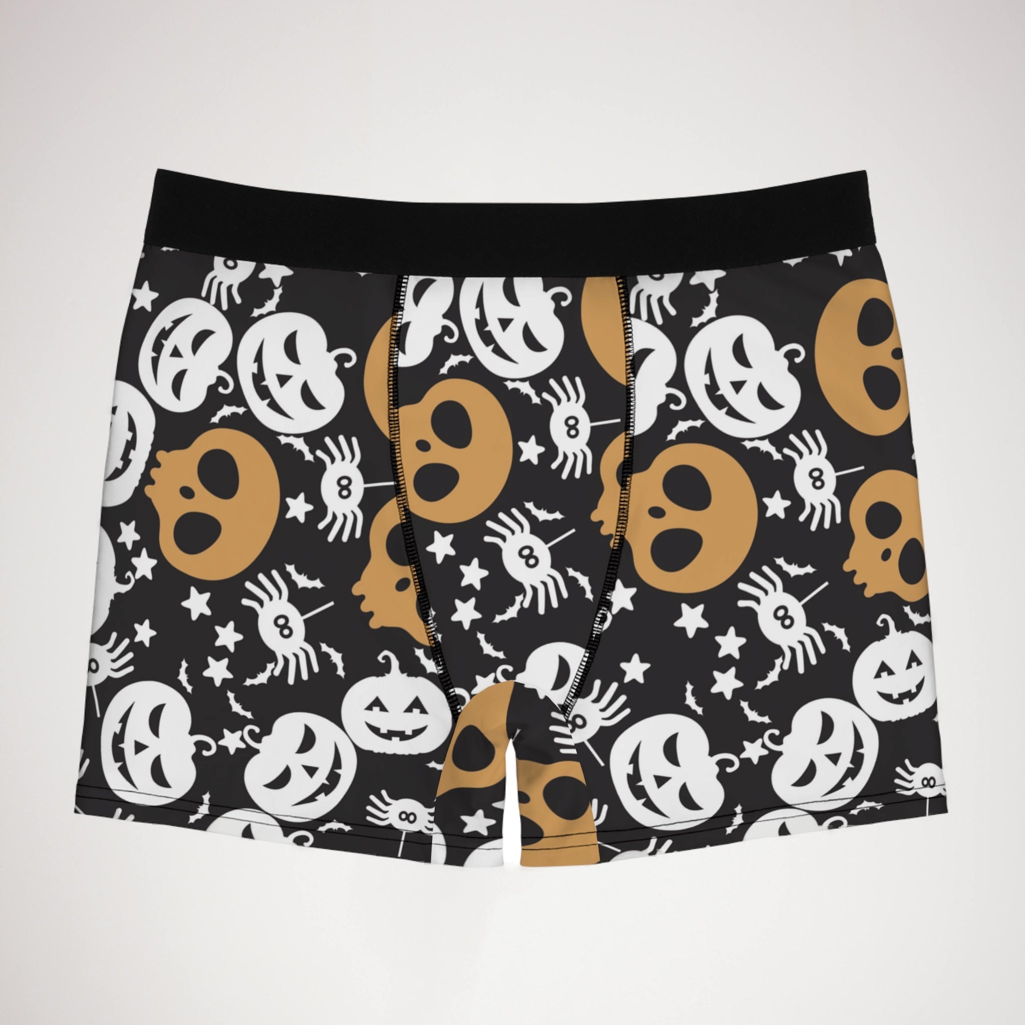 Men's boxer briefs halloween pumpkin spider web black