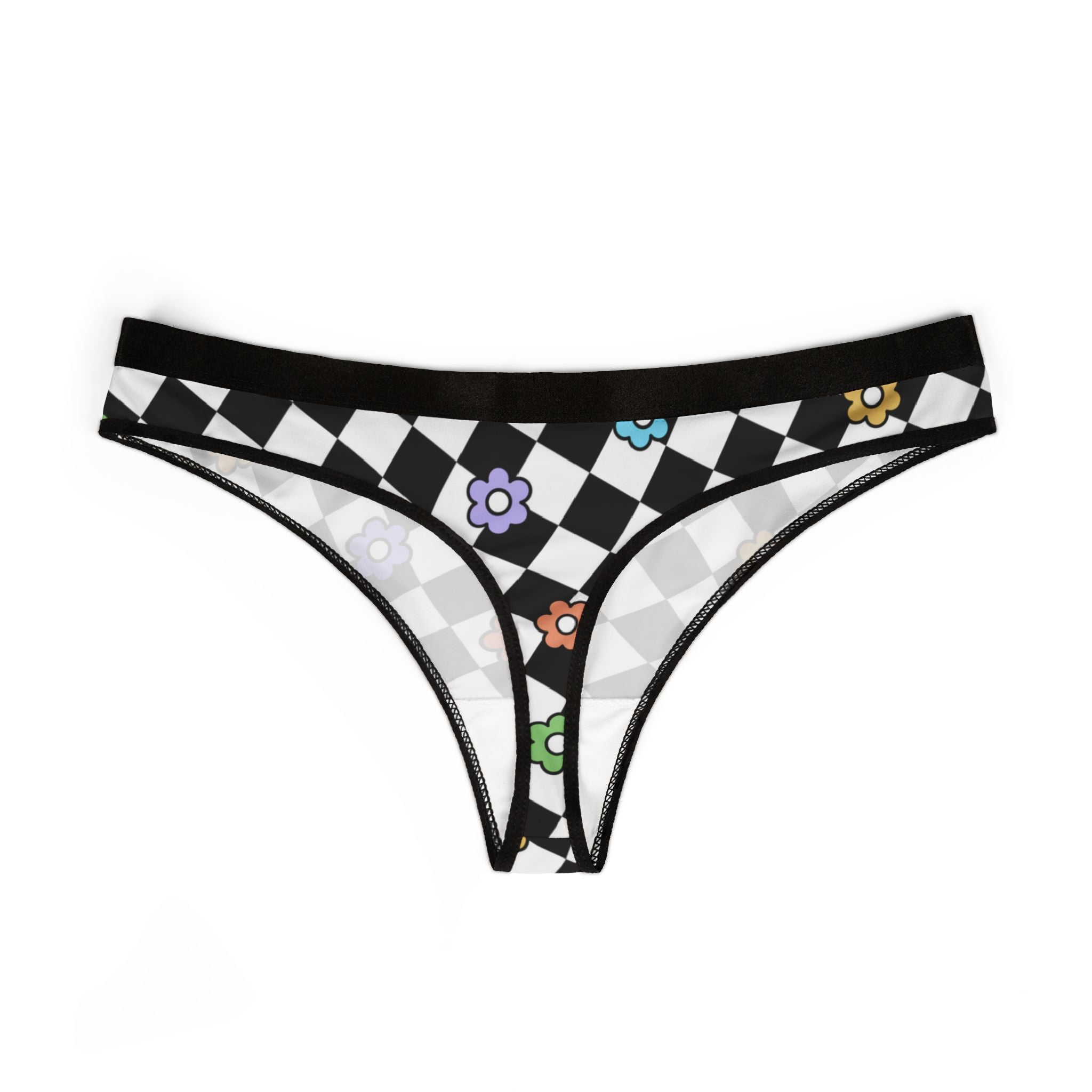 Women's thongs spring flower checkered