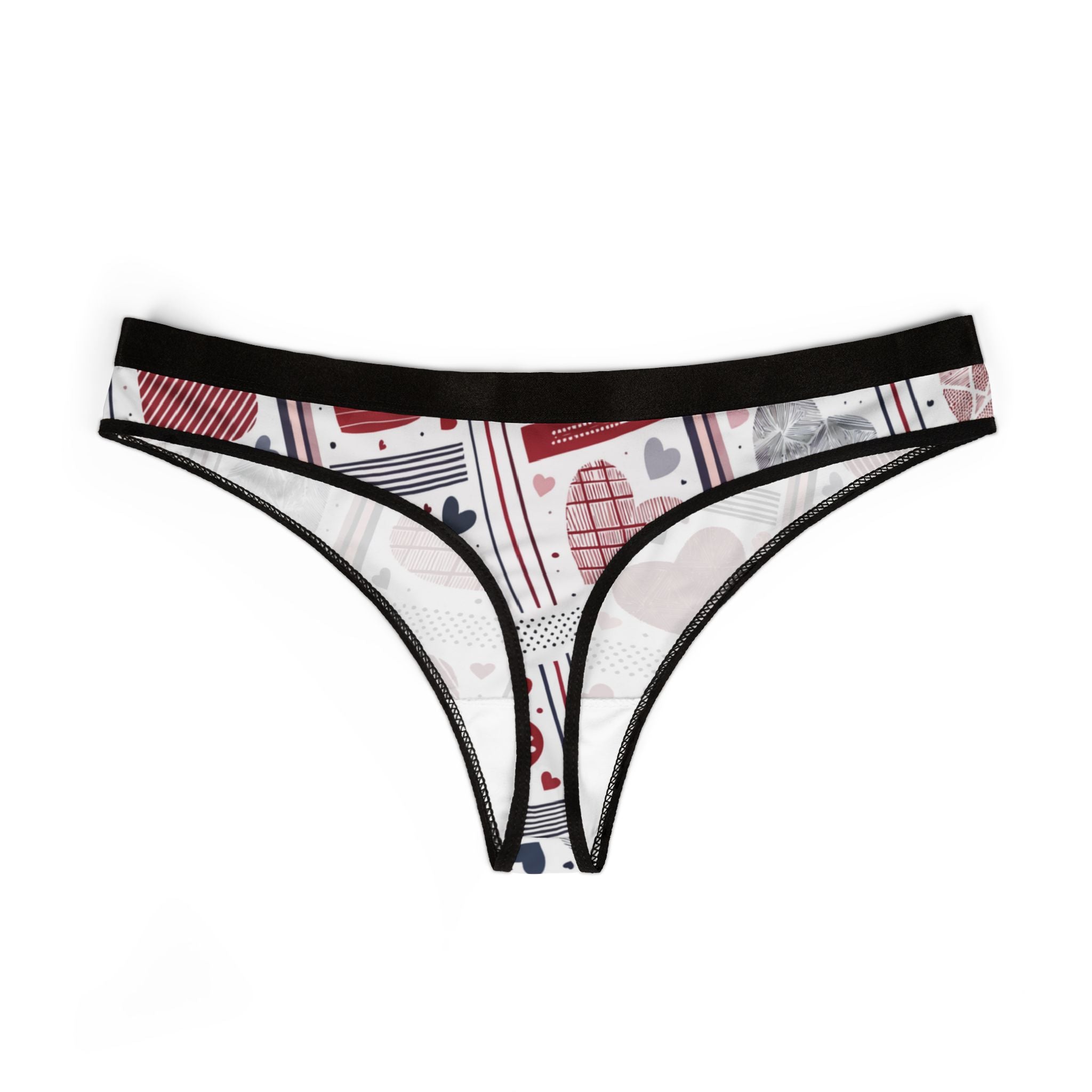Women's thongs valentine heart retro three