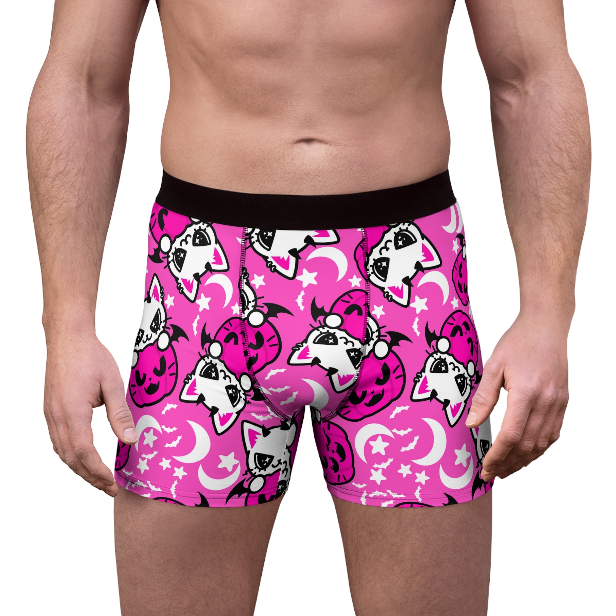 Men's boxer briefs cat kitty bumpkin halloween pink