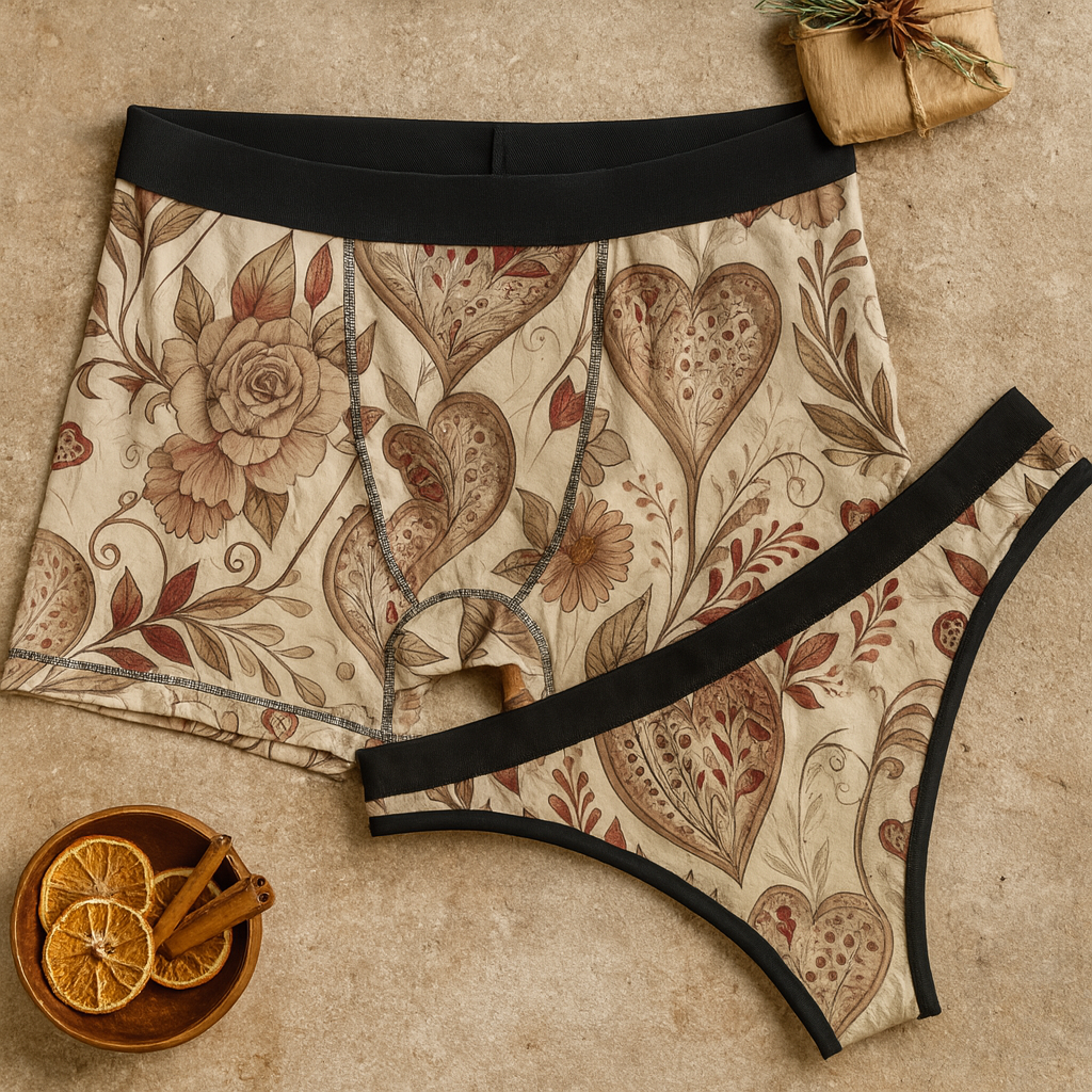 Matching underwear Valentine Heart Retro Two for couples boxer & thong set