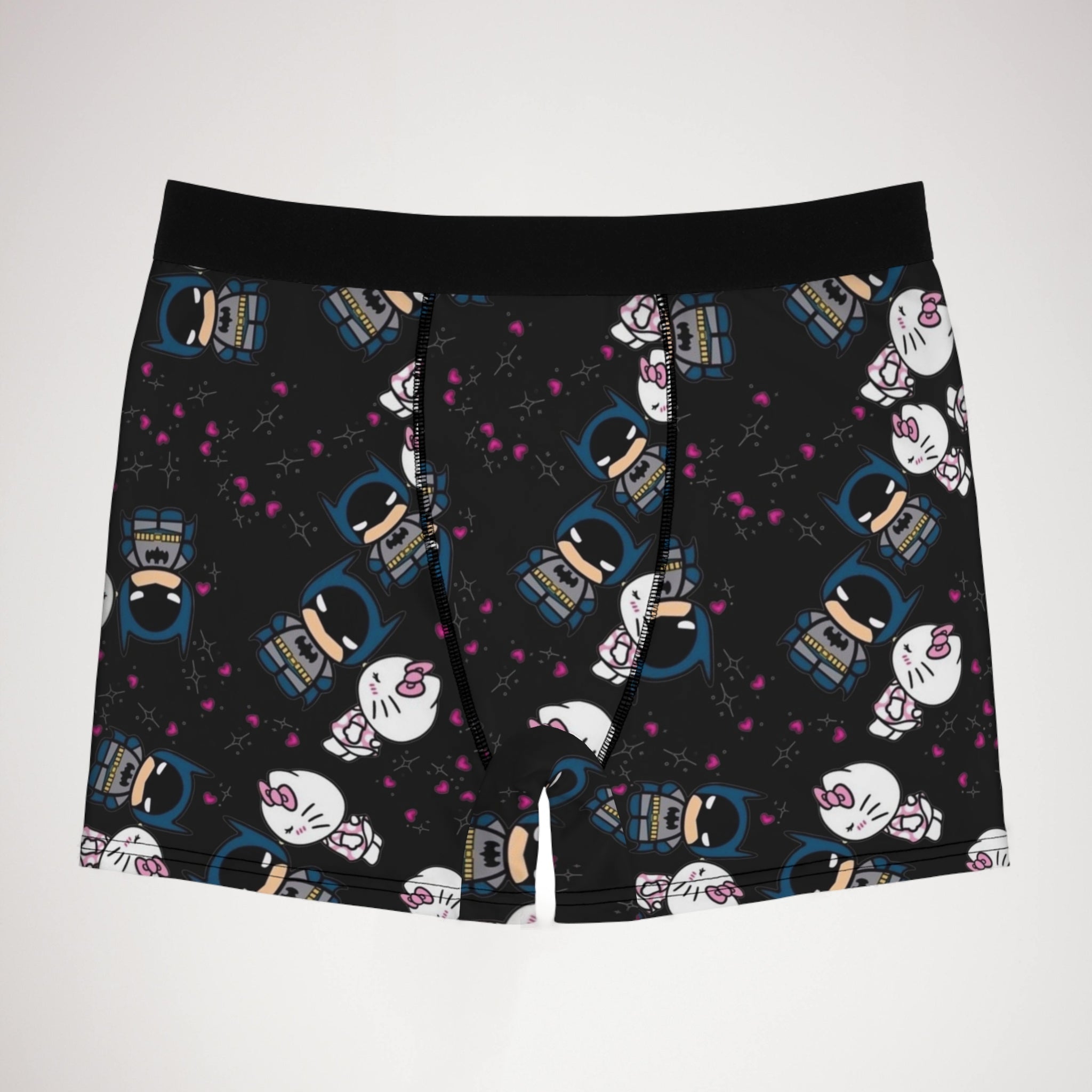 Men's boxer briefs kitty batman valentine kiss black