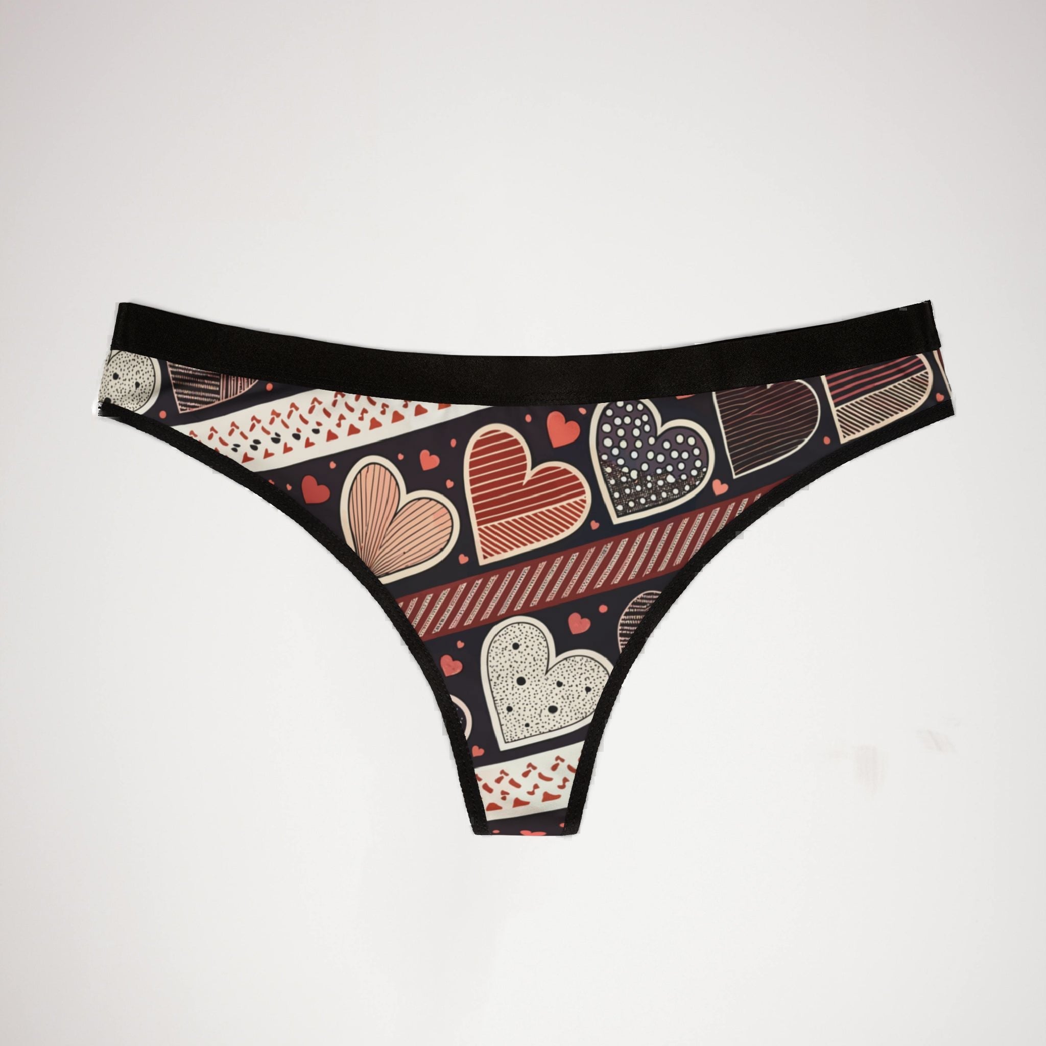Women's thongs valentine heart retro