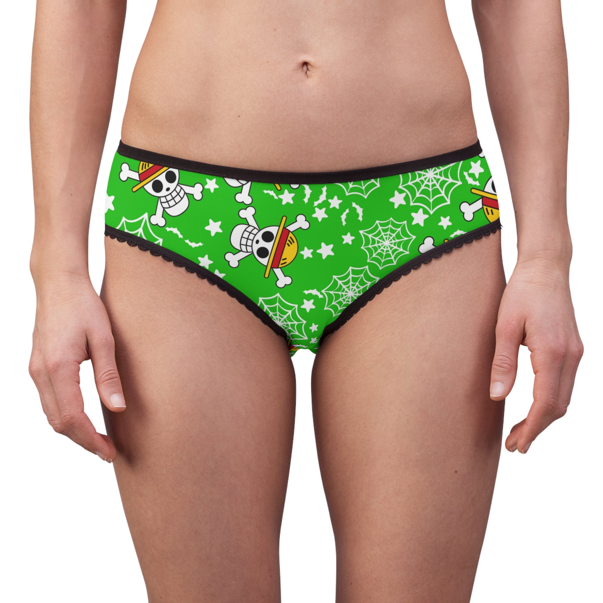 Women's briefs skull anime bats pumpkin halloween green