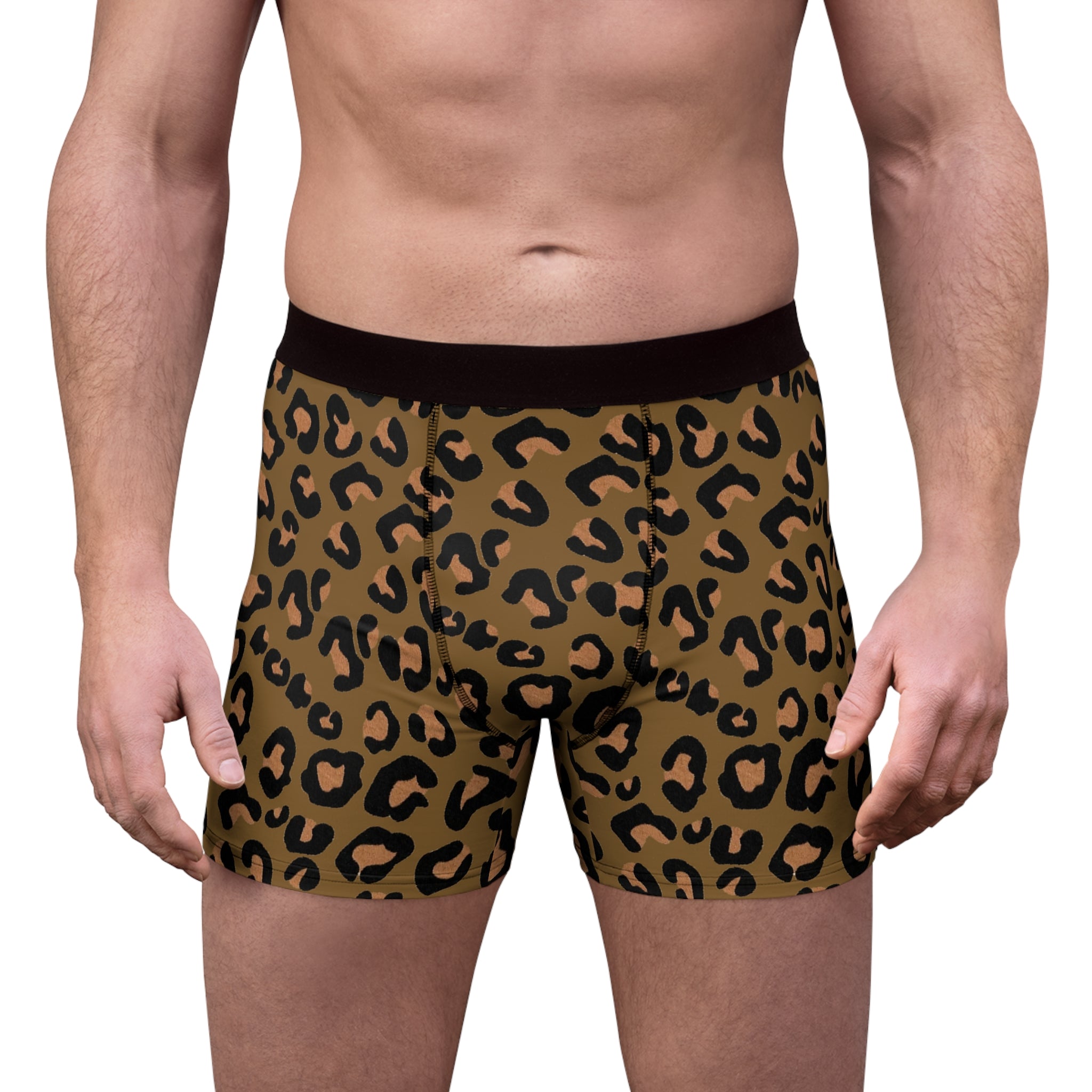 Men's boxer briefs leopard paws brown