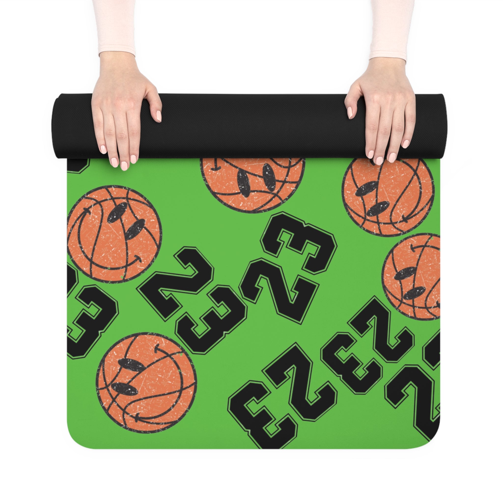 Rubber yoga mat number   basketball green