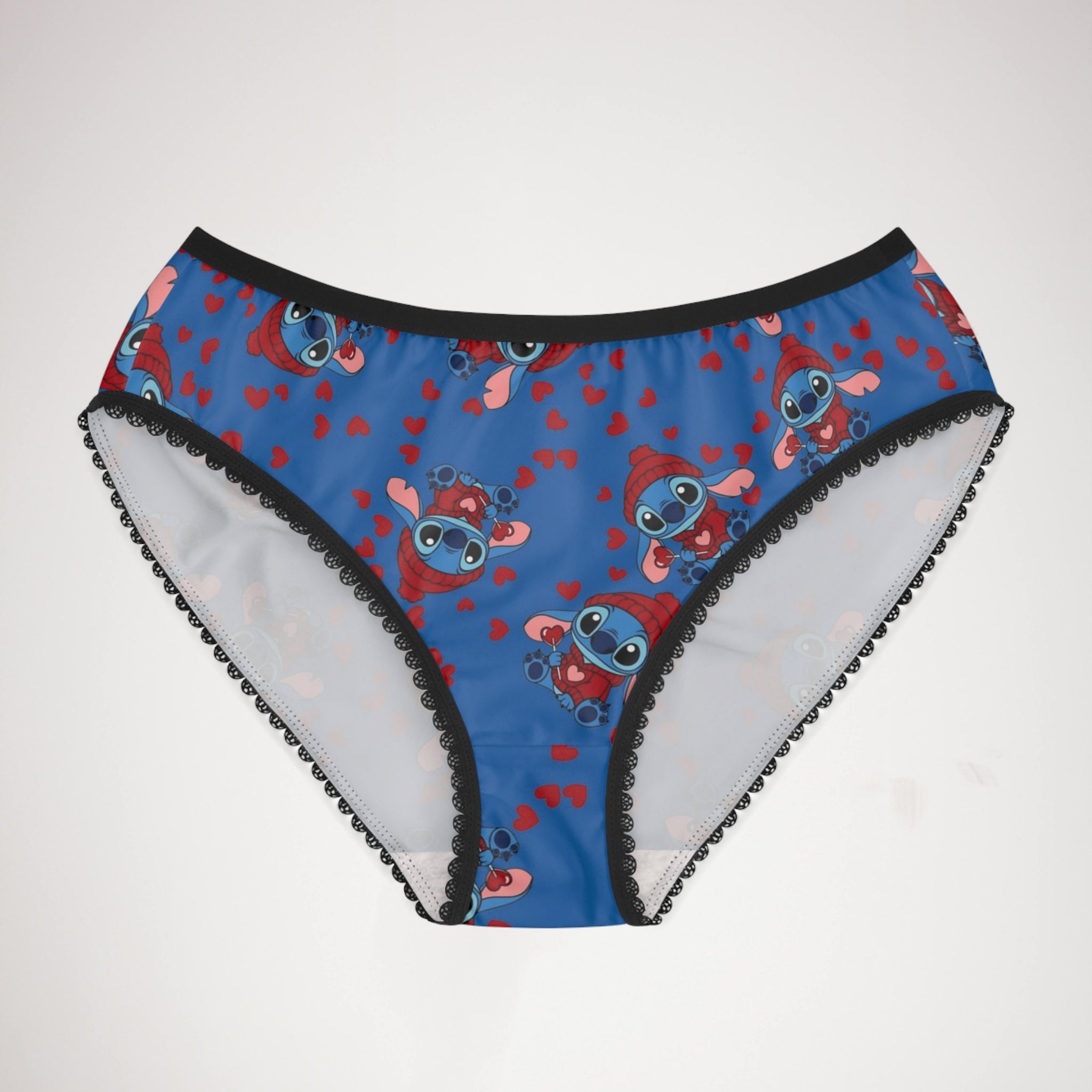 Women's briefs stitch valentine cream heart blue