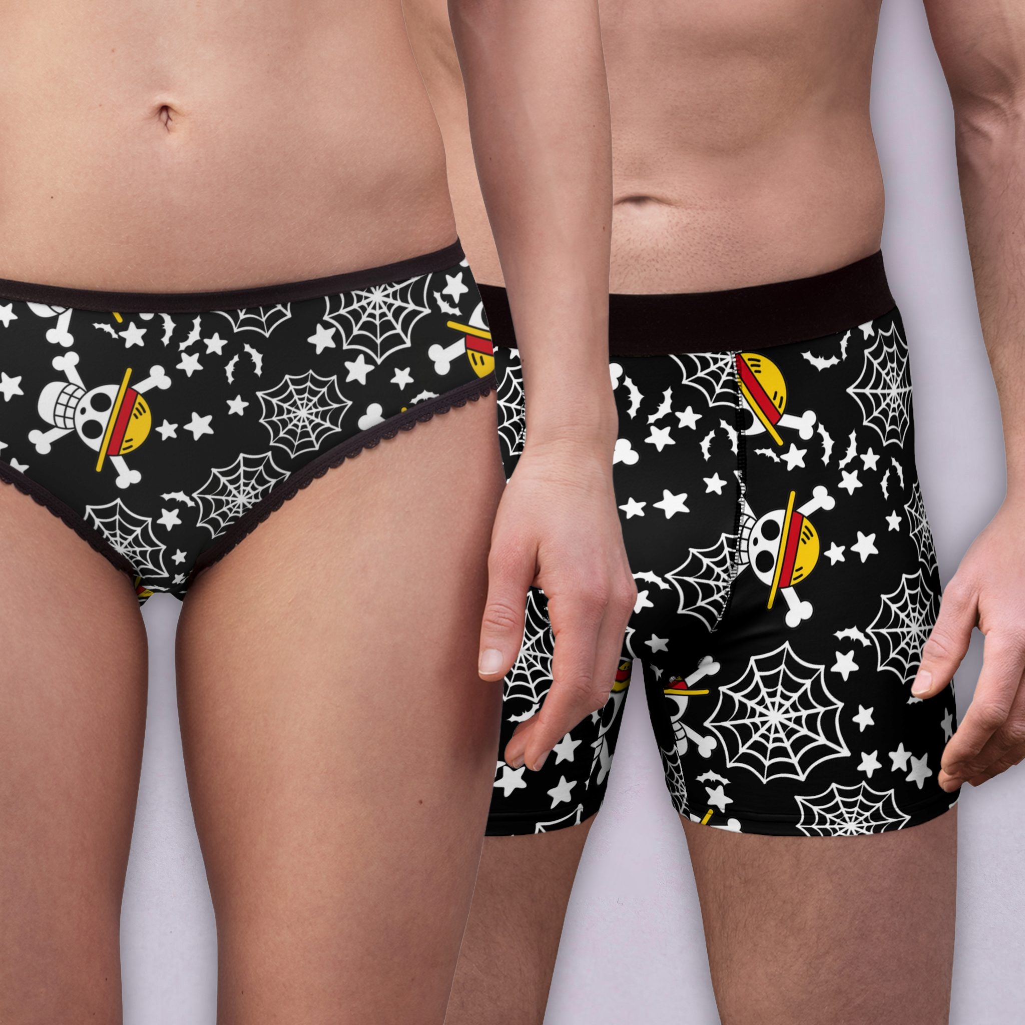 Couples matching skull anime bats pumpkin halloween underwear set boxer & briefs