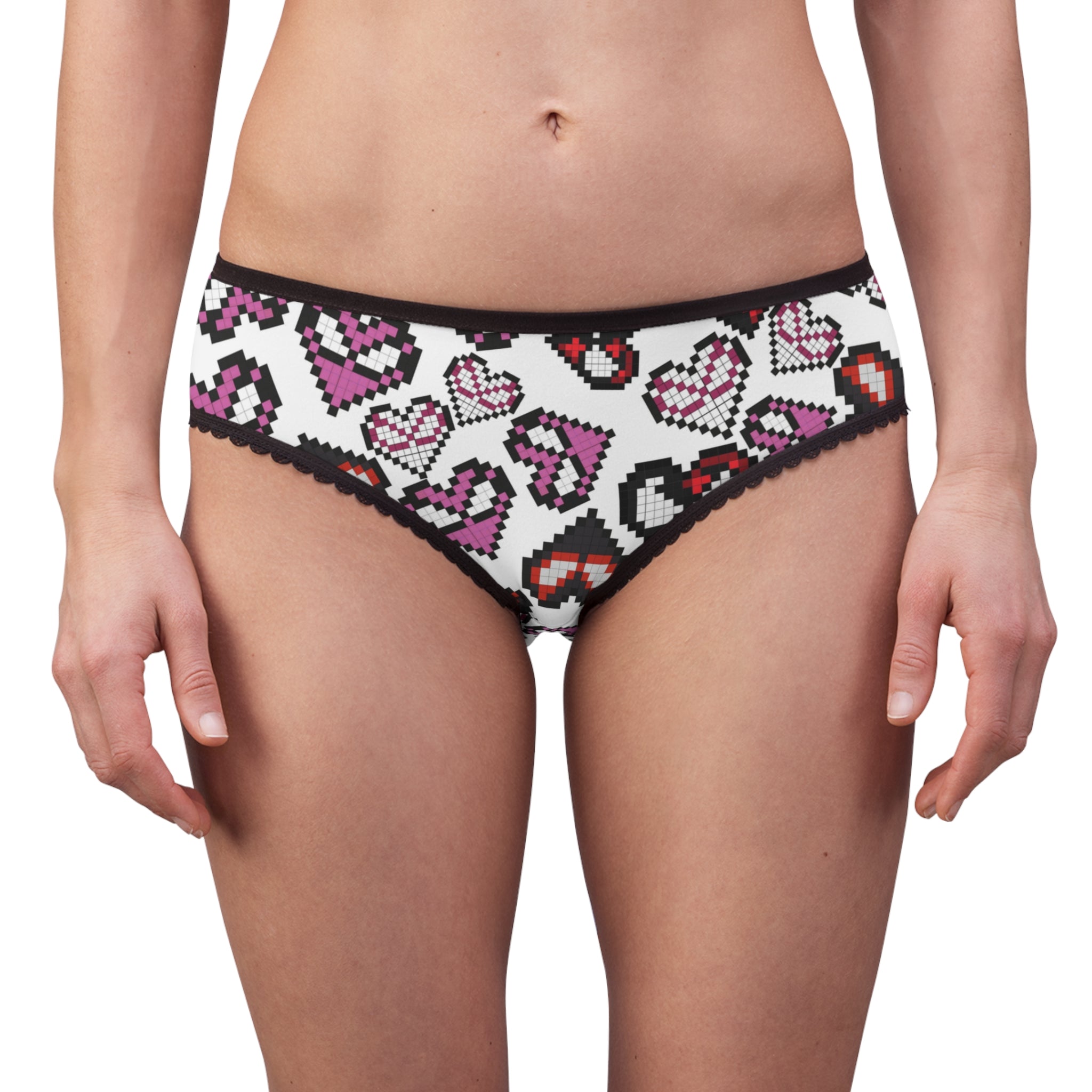 Women's briefs spider hearts pixel white