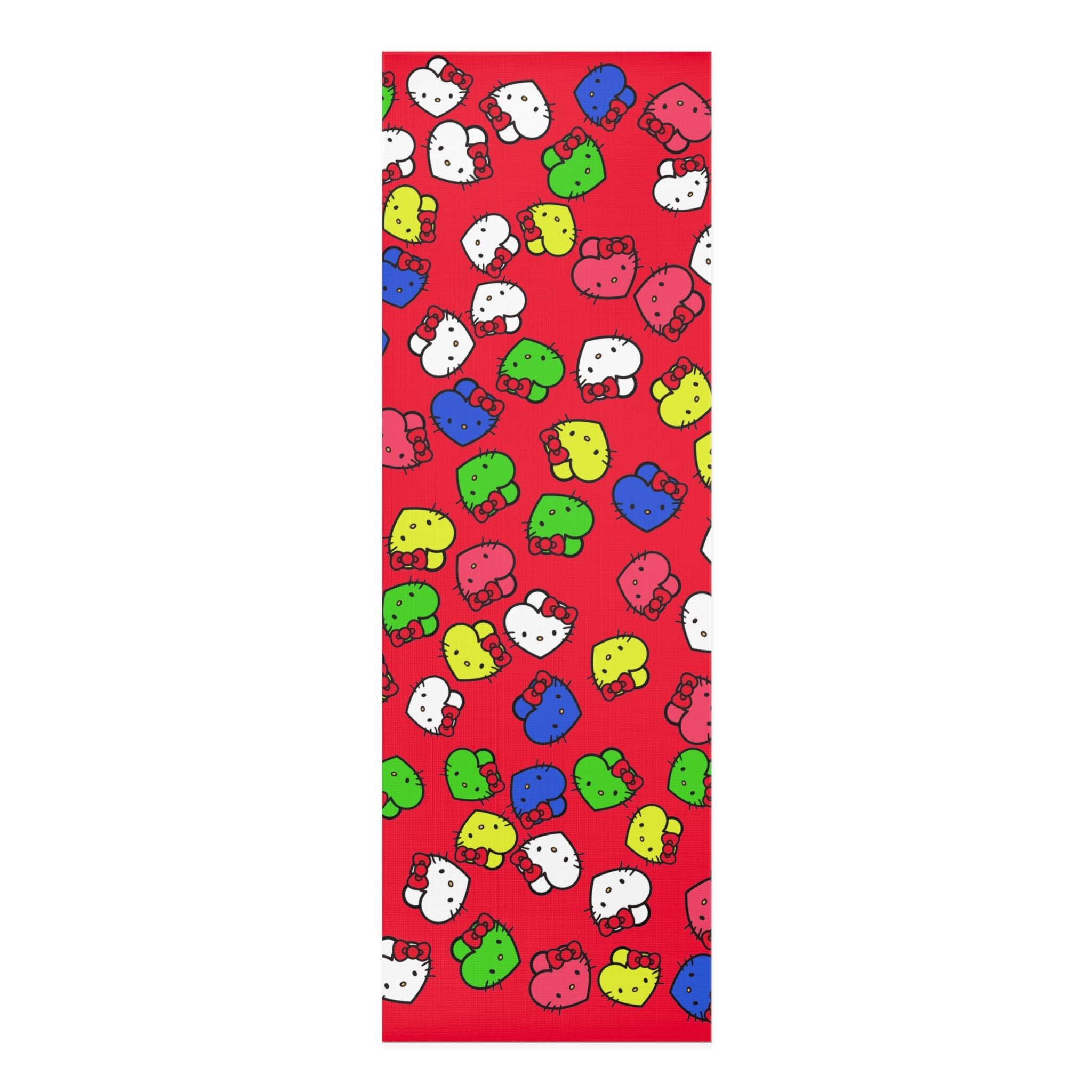 Foam yoga mat kitty hearts multi colors red