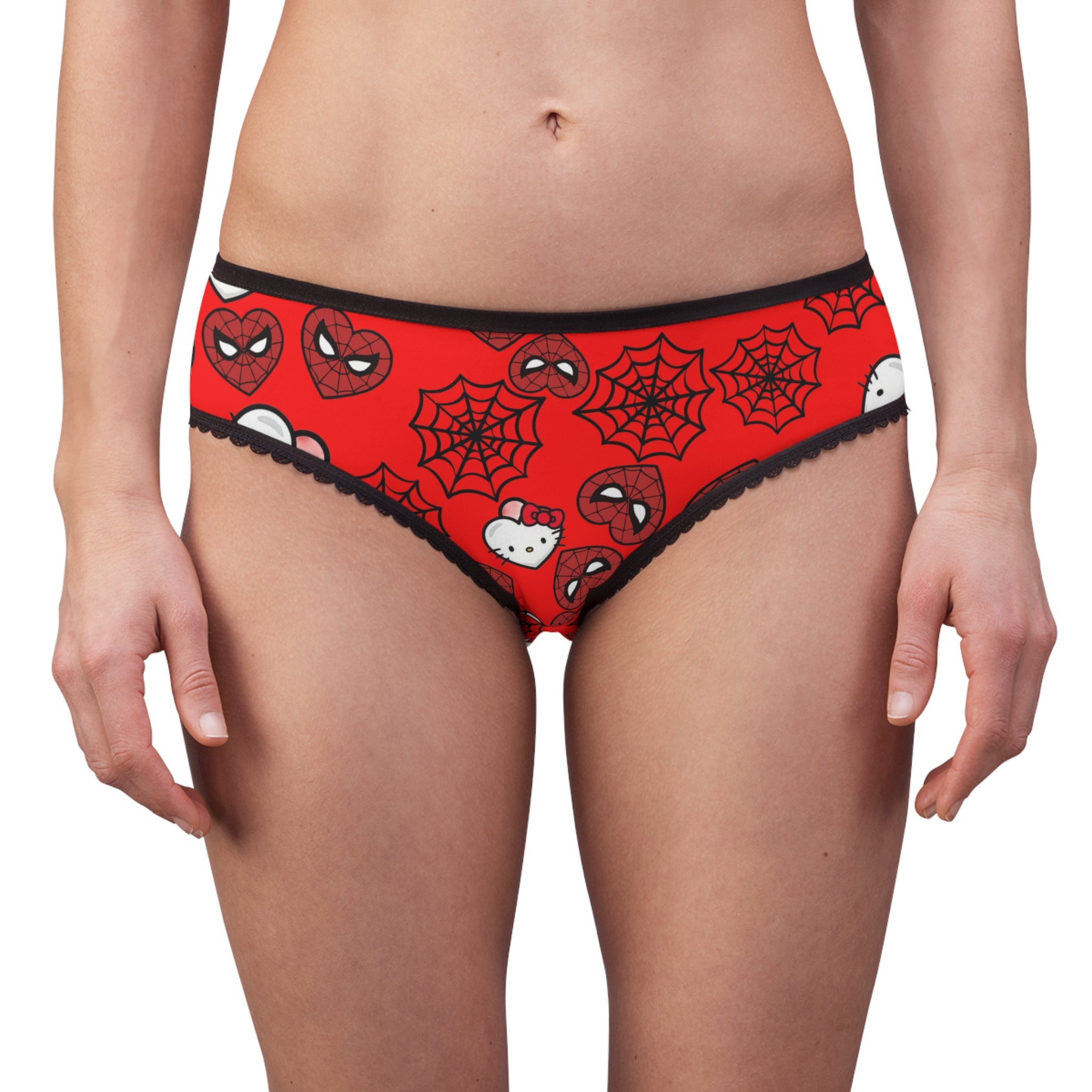 Women's briefs kitty spider web heart red