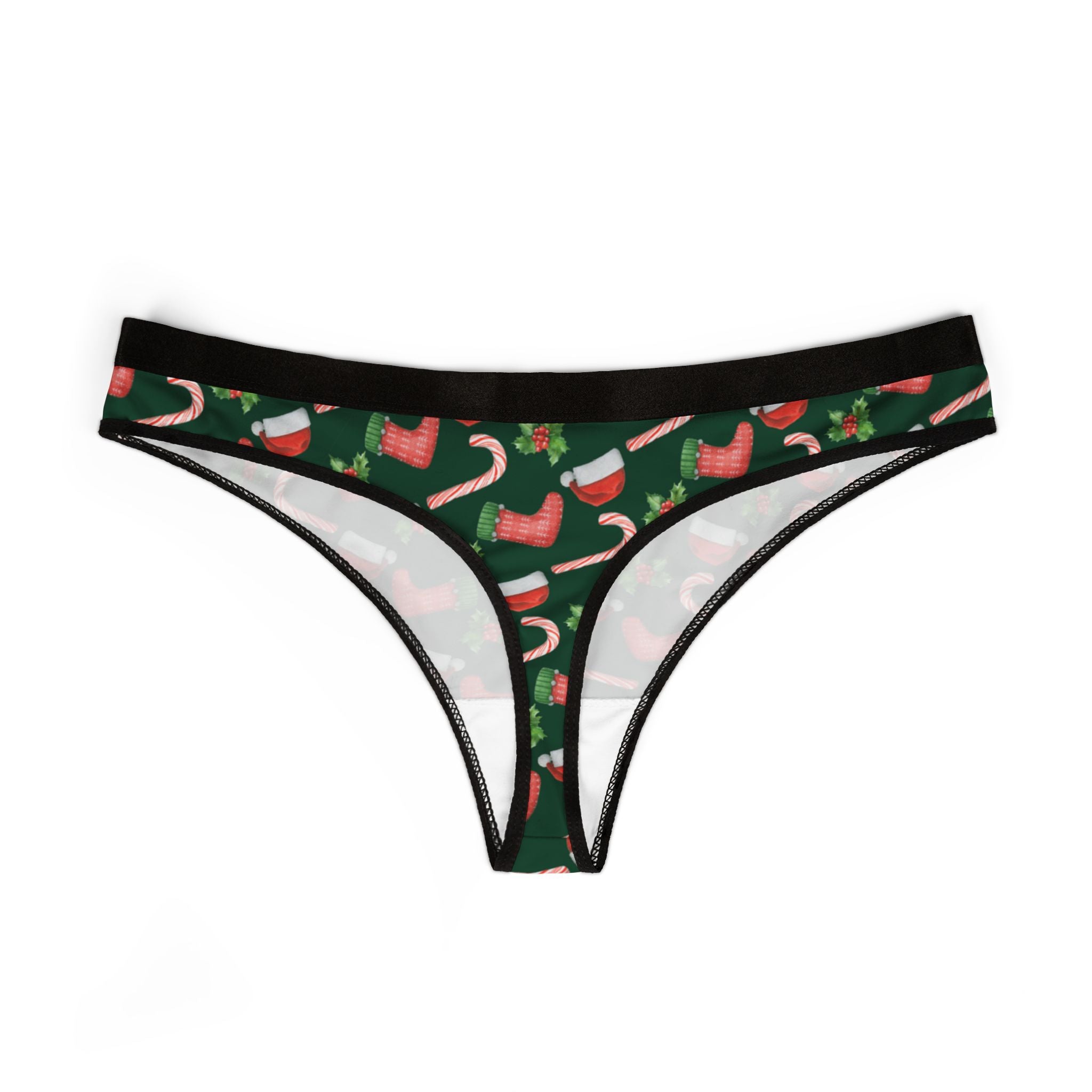 Women's thongs green christmas santa