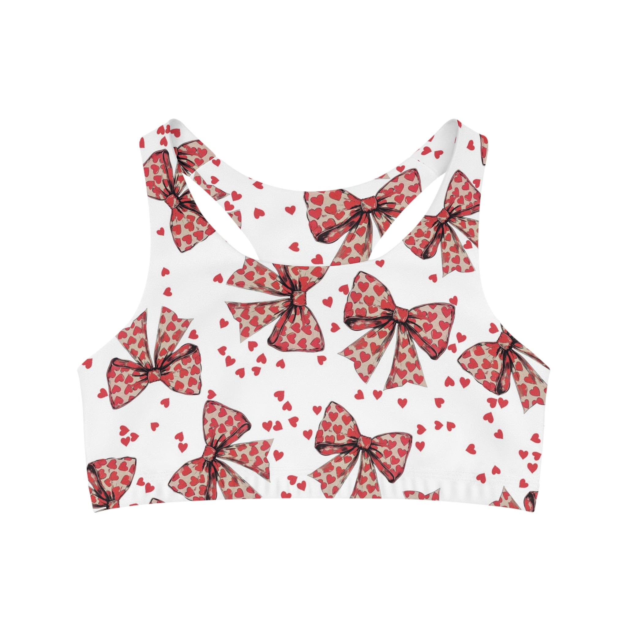 Sports bra valentine s day heart coquette bow white