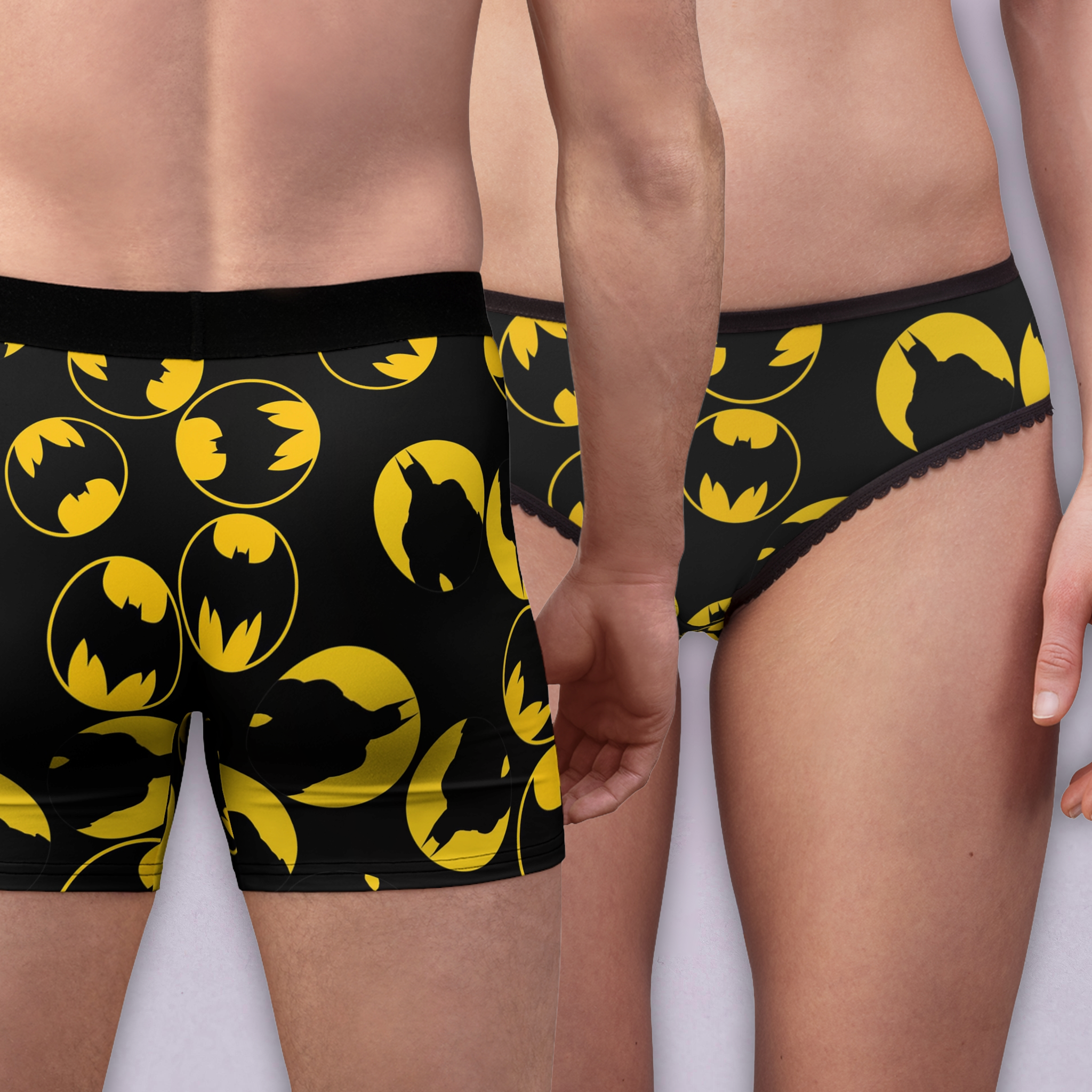 Couples matching batman circle underwear set boxer & briefs