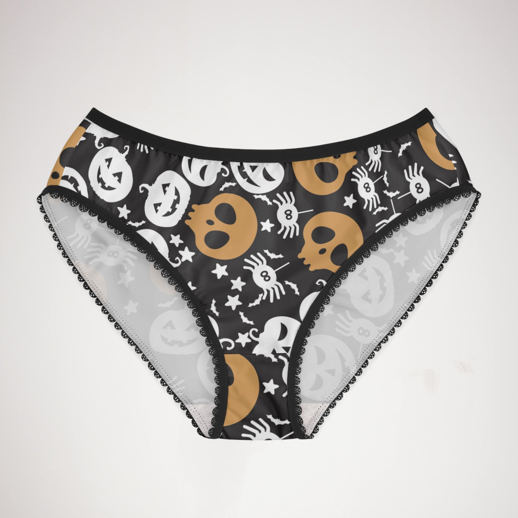 Women's briefs halloween pumpkin spider web black