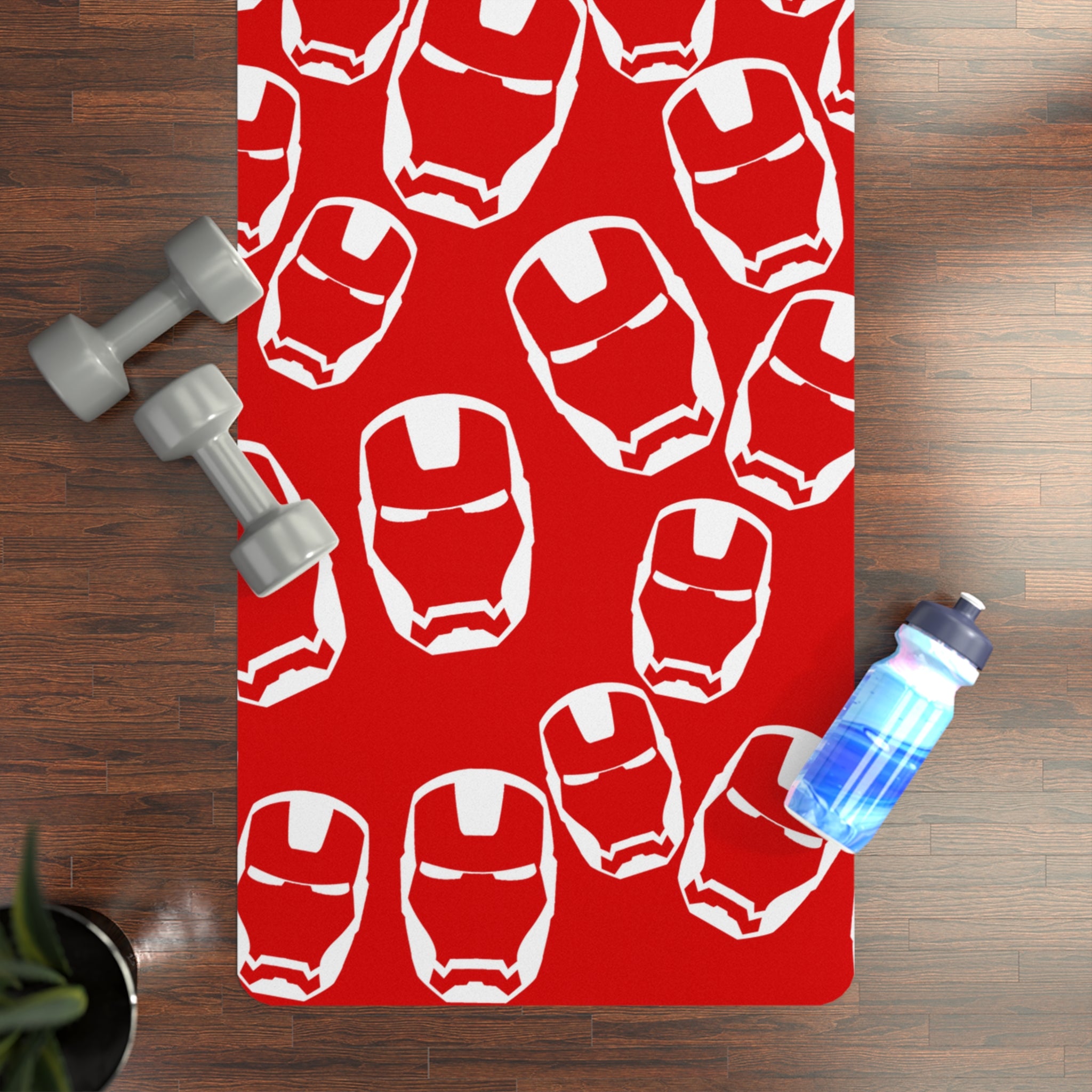 Rubber yoga mat iron man red