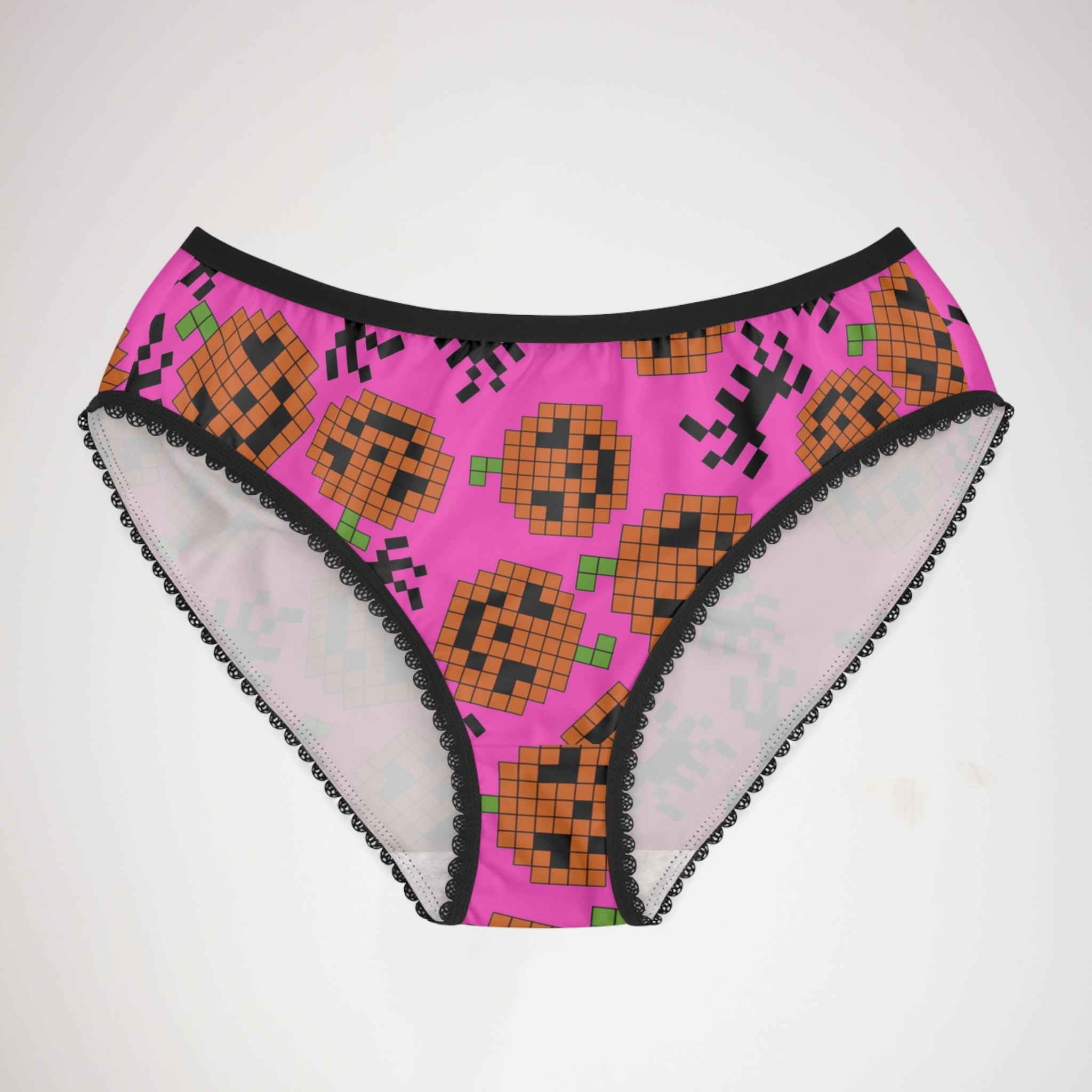 Women's briefs pumpkin spider pixel halloween pink